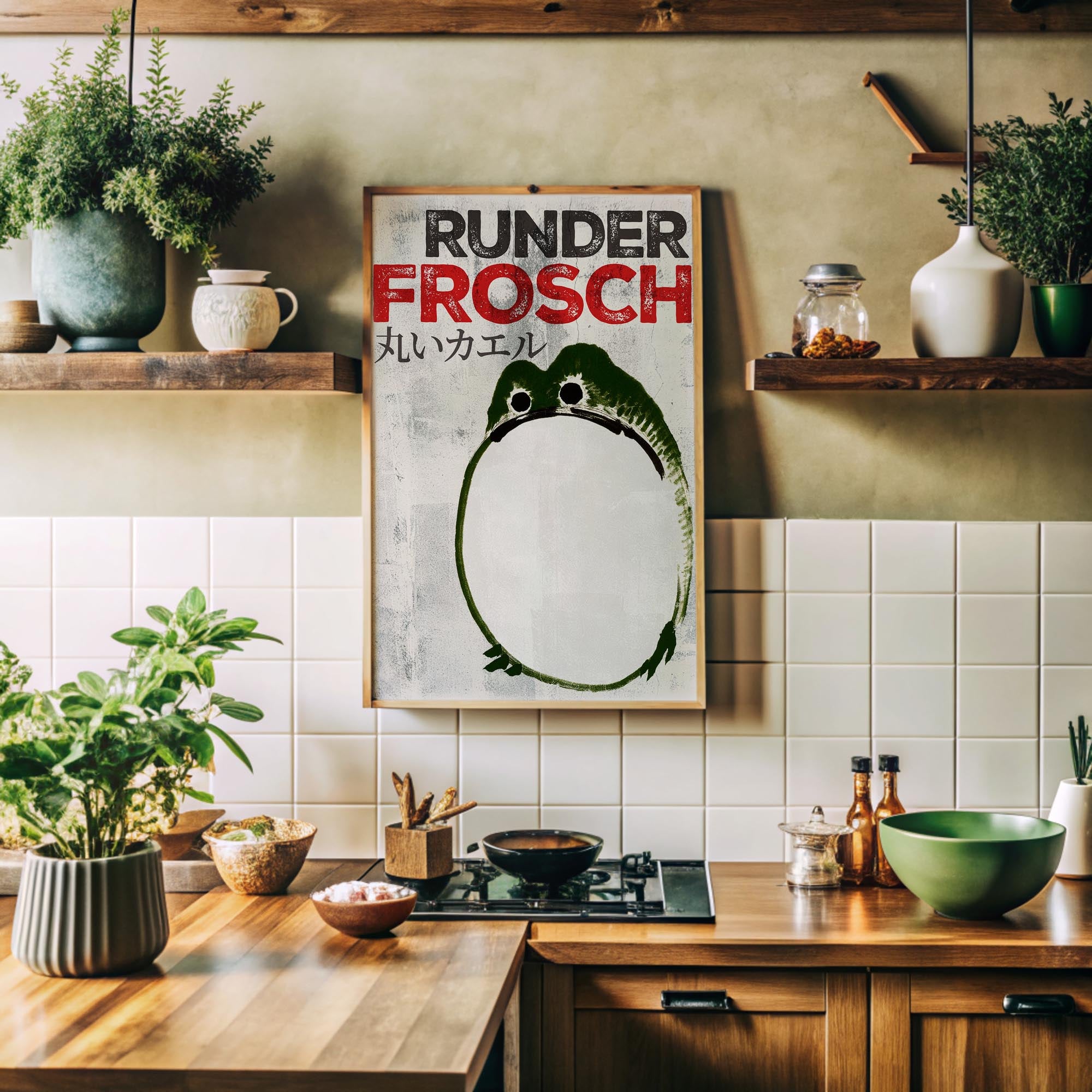 Design concept No. 41 for Ike no Taiga: Round Frog - Streetart-Style DE Japanese Wall Art