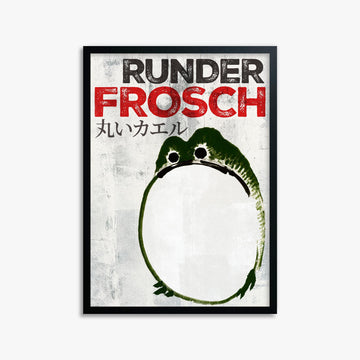 Ike no Taiga: Round Frog - Streetart-Style DE 50x70 cm Art Reproduction With Black Frame