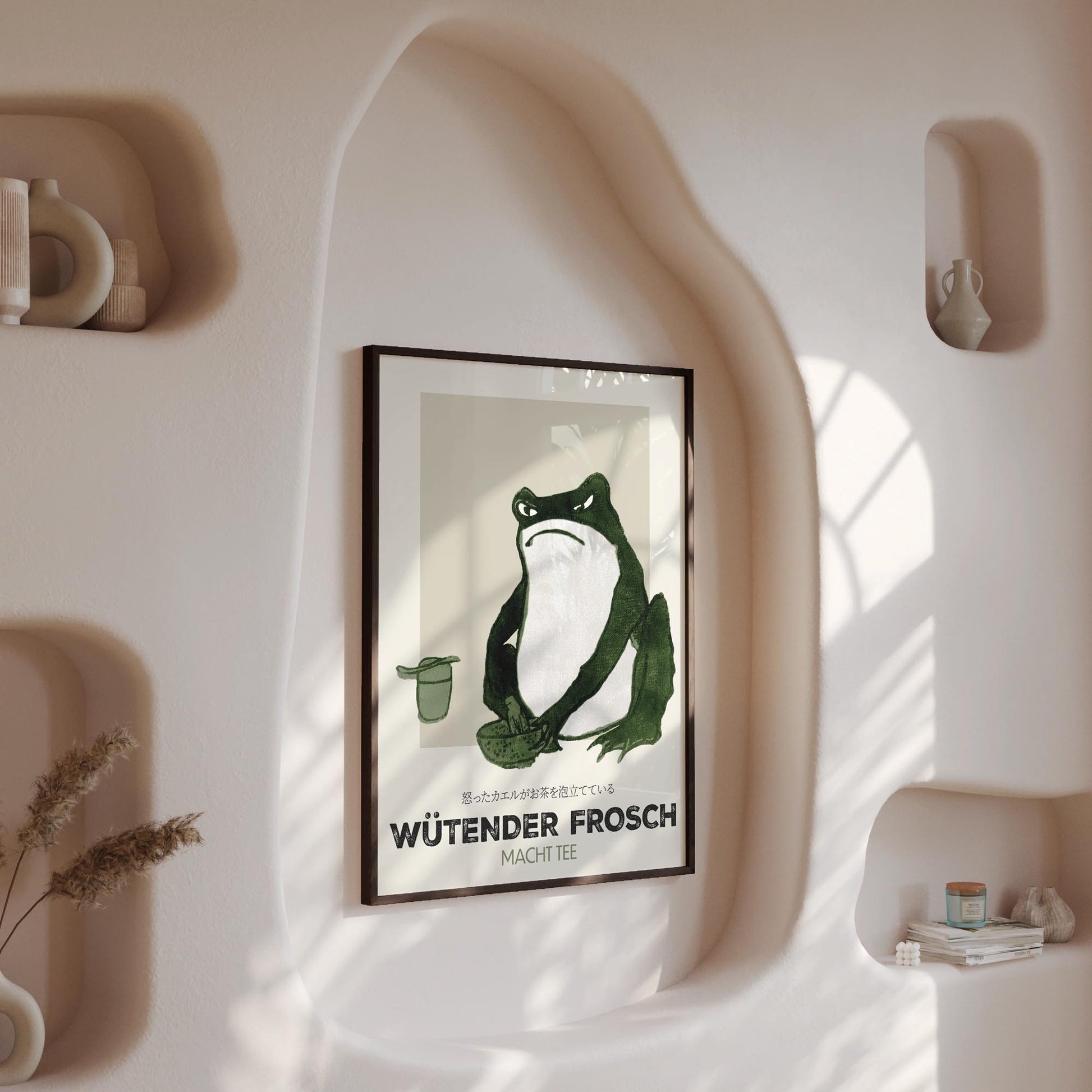 Design concept No. 13 for Hiroshige II: Angry frog whisking tea - Streetart-Style DE Japanese Wall Art