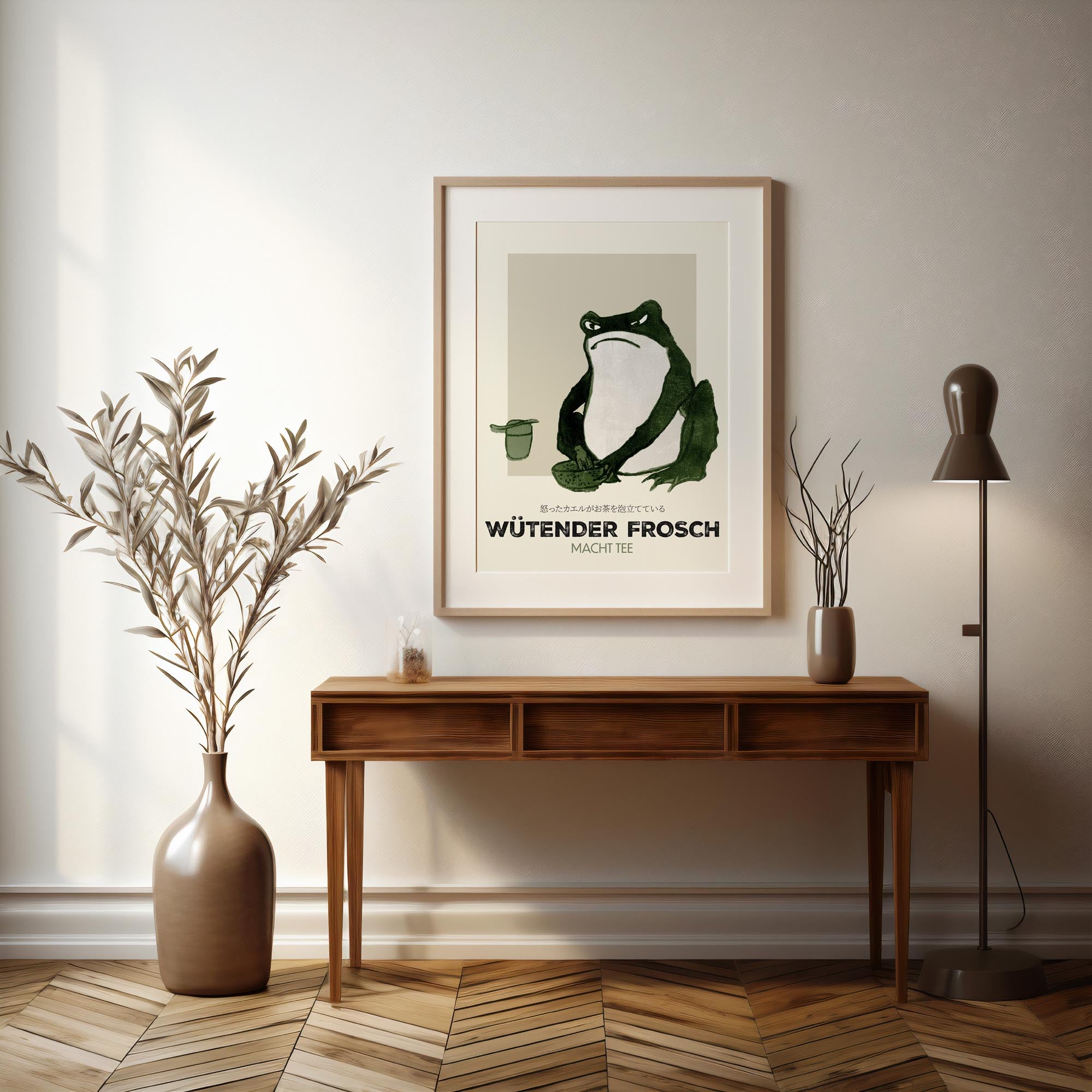 Design concept No. 37 for Hiroshige II: Angry frog whisking tea - Streetart-Style DE Japanese Wall Art