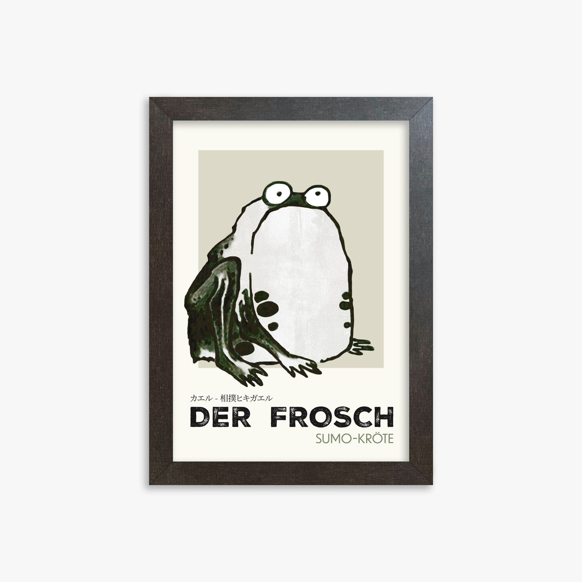 Itō Jakuchū: Sumo Toad - Streetart-Style DE, 21x30cm Framed Art Reproduction With Espresso Frame