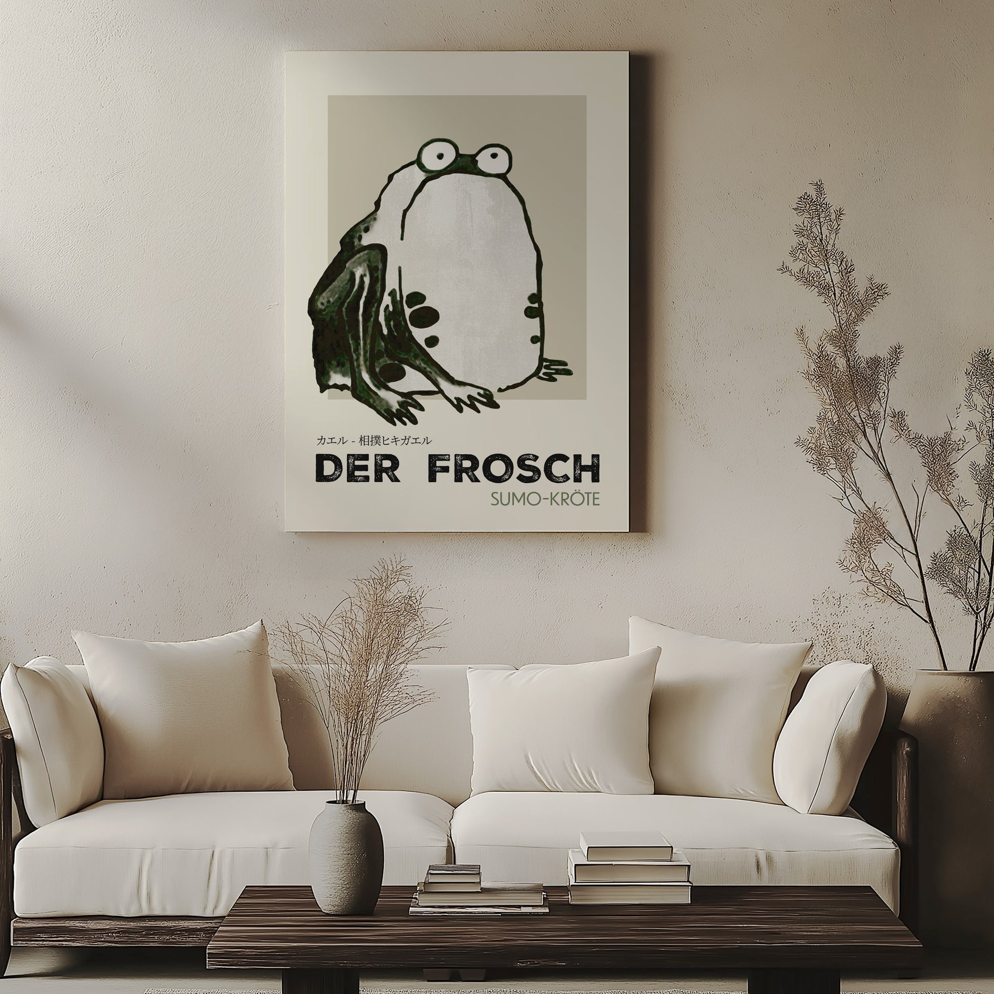 Design Concept No. 57 for Itō Jakuchū: Sumo Toad - Streetart-Style DE Japanese Satin Canvas Wall Art