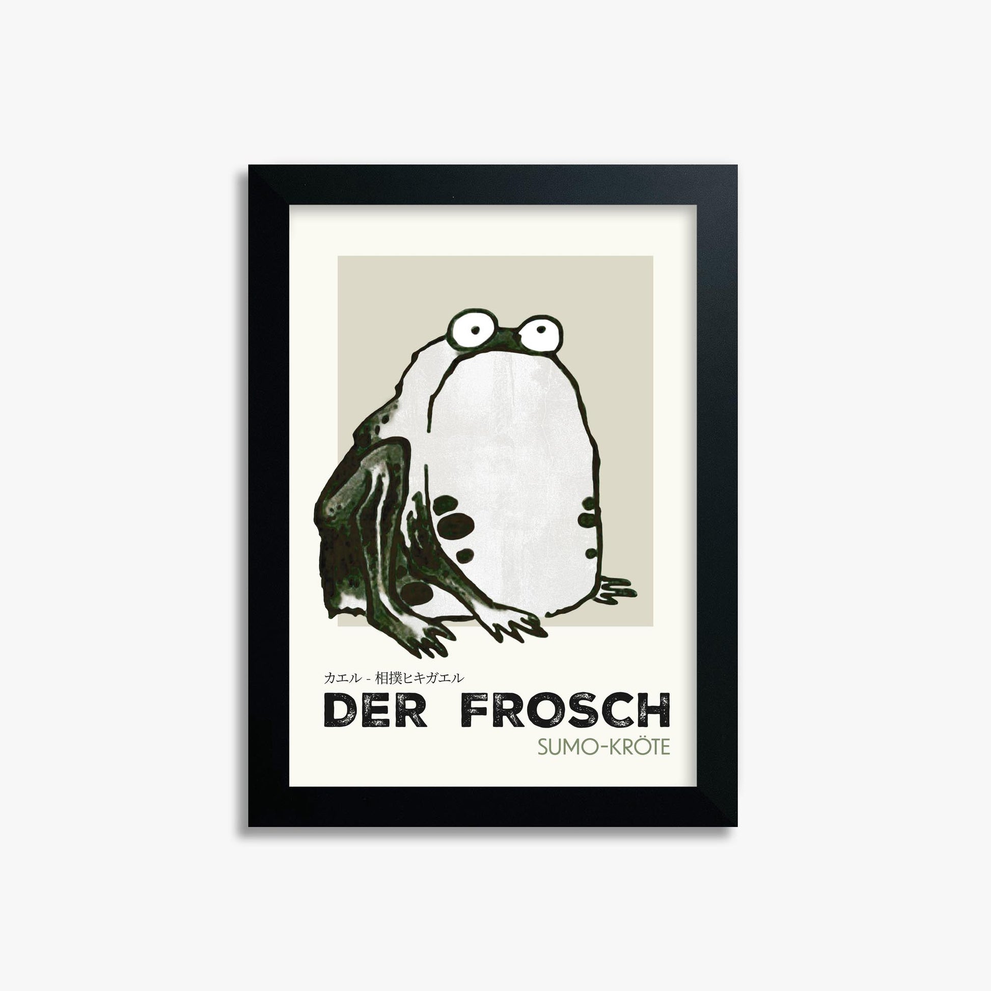 Itō Jakuchū: Sumo Toad - Streetart-Style DE 21x30 cm Art Reproduction With Black Frame