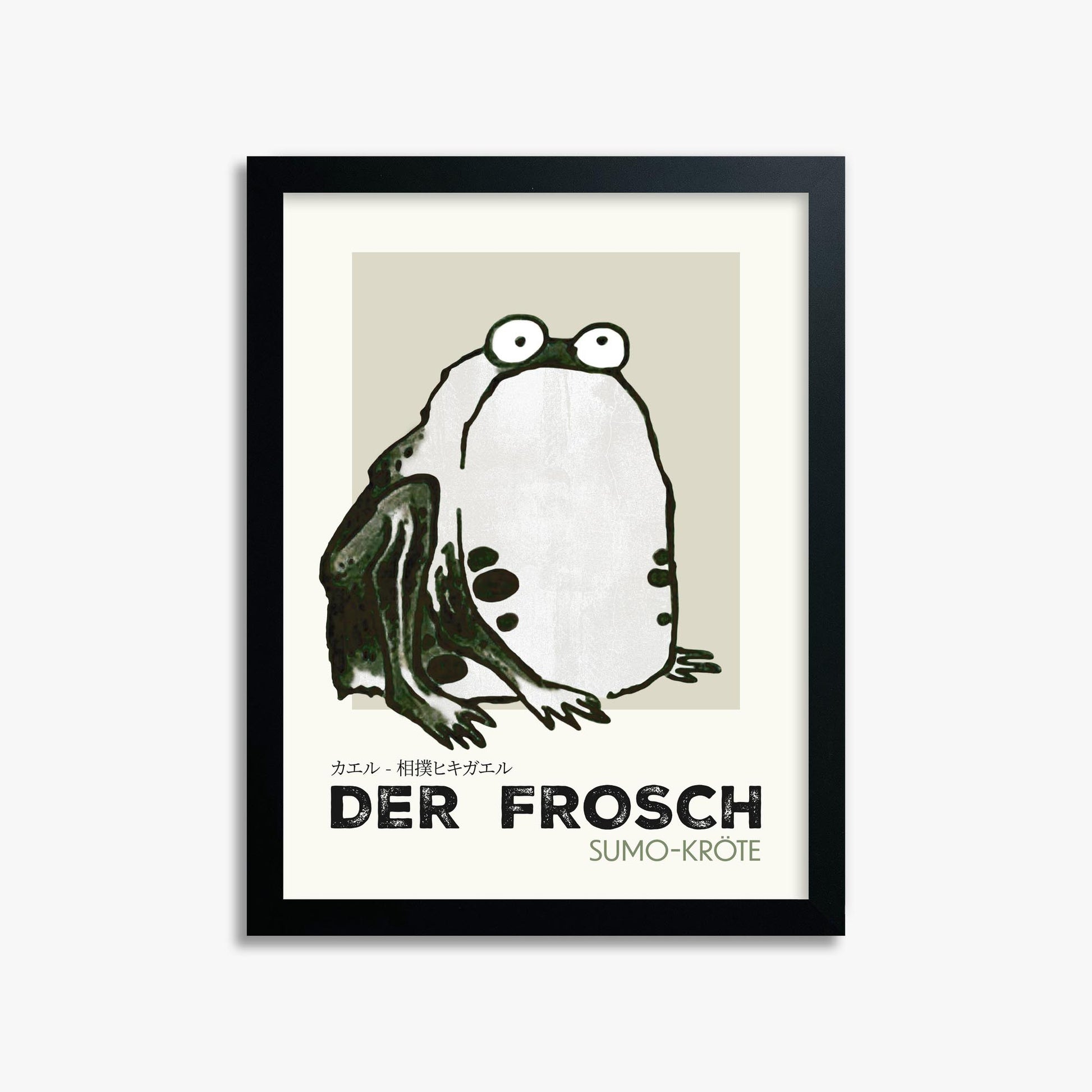 Itō Jakuchū: Sumo Toad - Streetart-Style DE 30x40 cm Art Reproduction With Black Frame