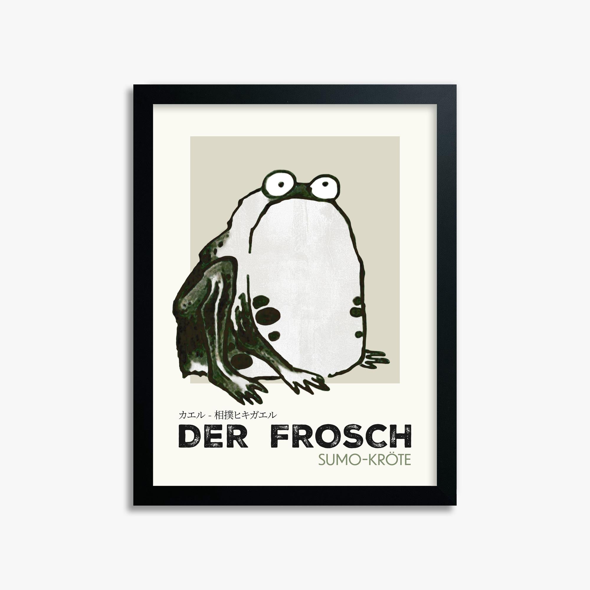 Itō Jakuchū: Sumo Toad - Streetart-Style DE 30x40 cm Art Reproduction With Black Frame