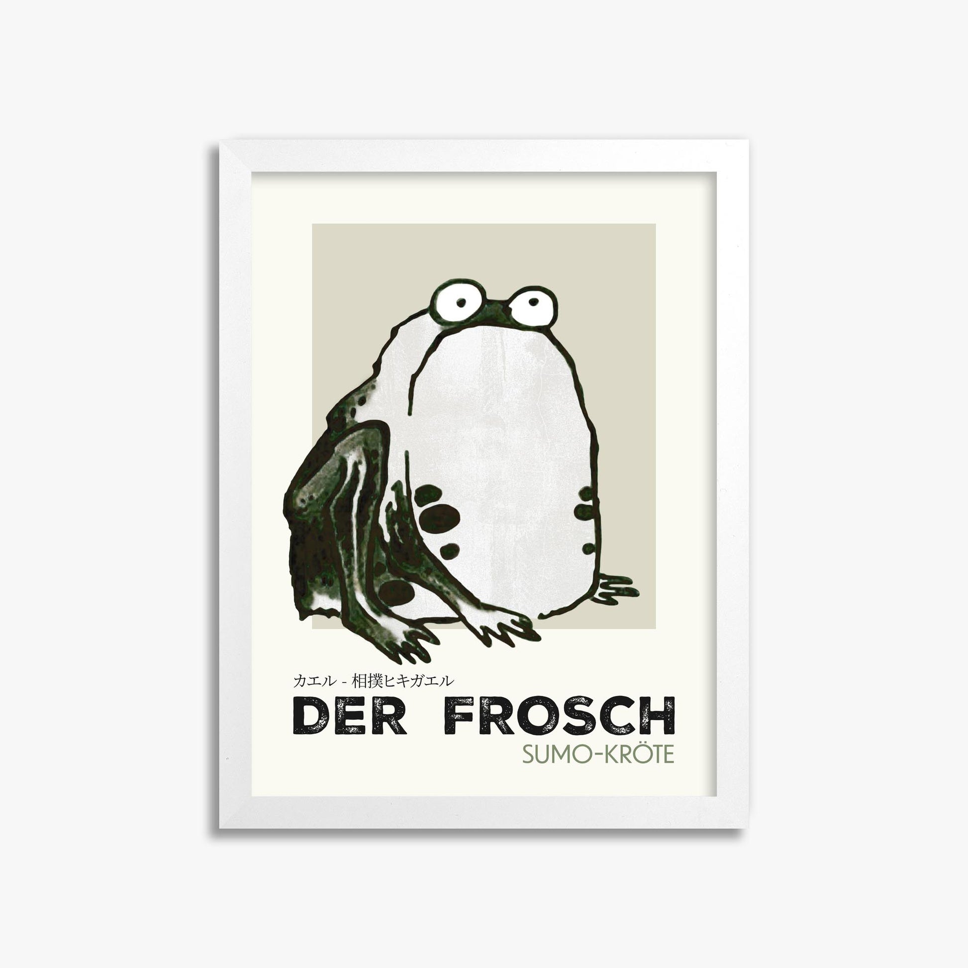 Itō Jakuchū: Sumo Toad - Streetart-Style DE 30x40 cm Art Reproduction With White Frame