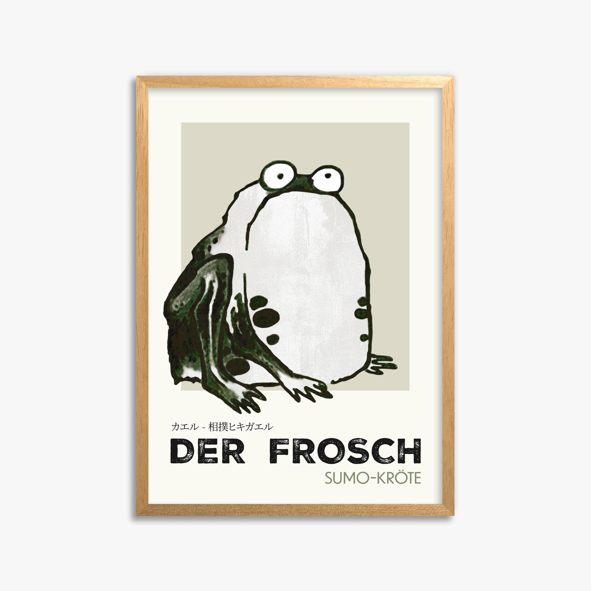 Itō Jakuchū: Sumo Toad - Streetart-Style DE 50x70 cm Art Reproduction With Oak Frame