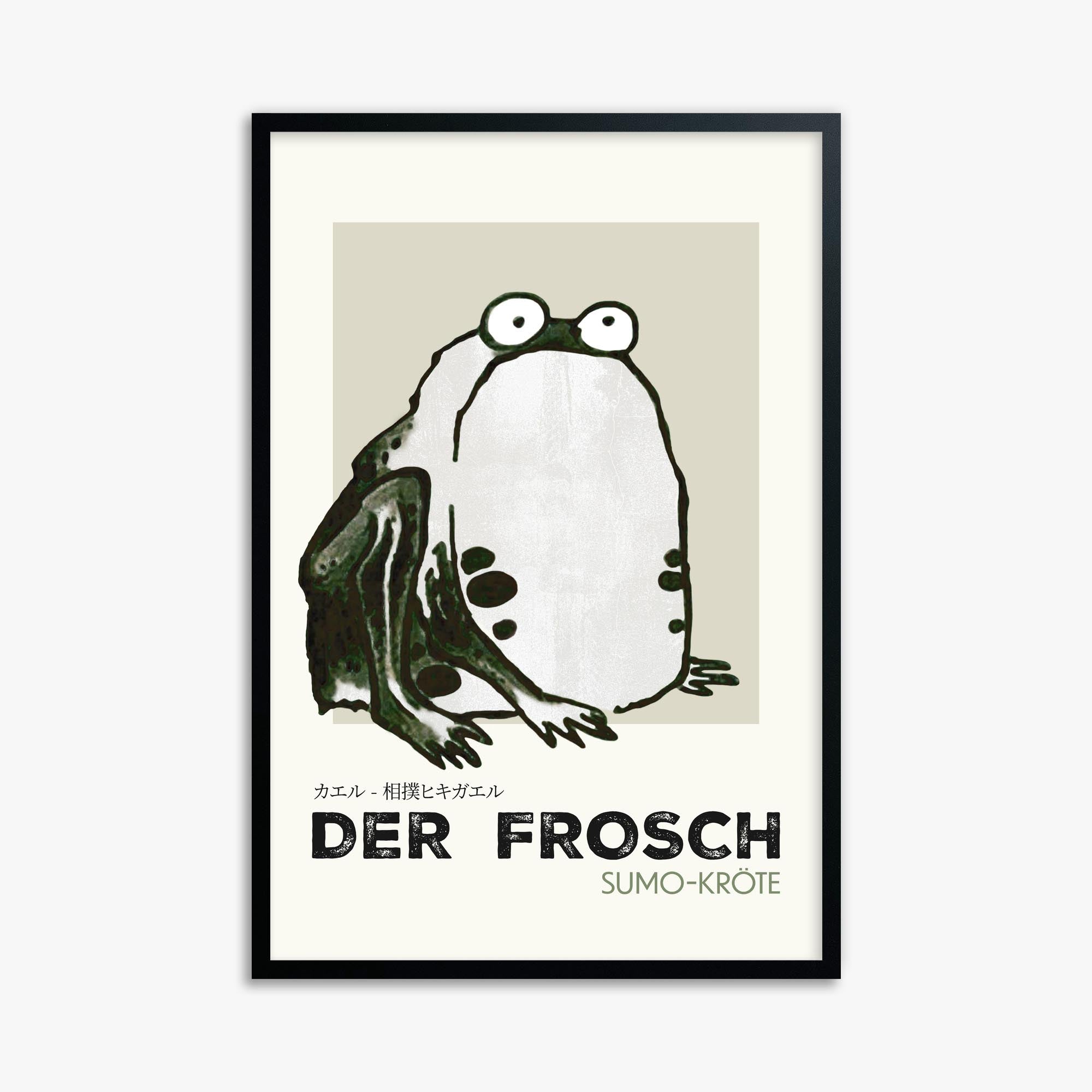 Itō Jakuchū: Sumo Toad - Streetart-Style DE 61x91 cm Art Reproduction With Black Frame