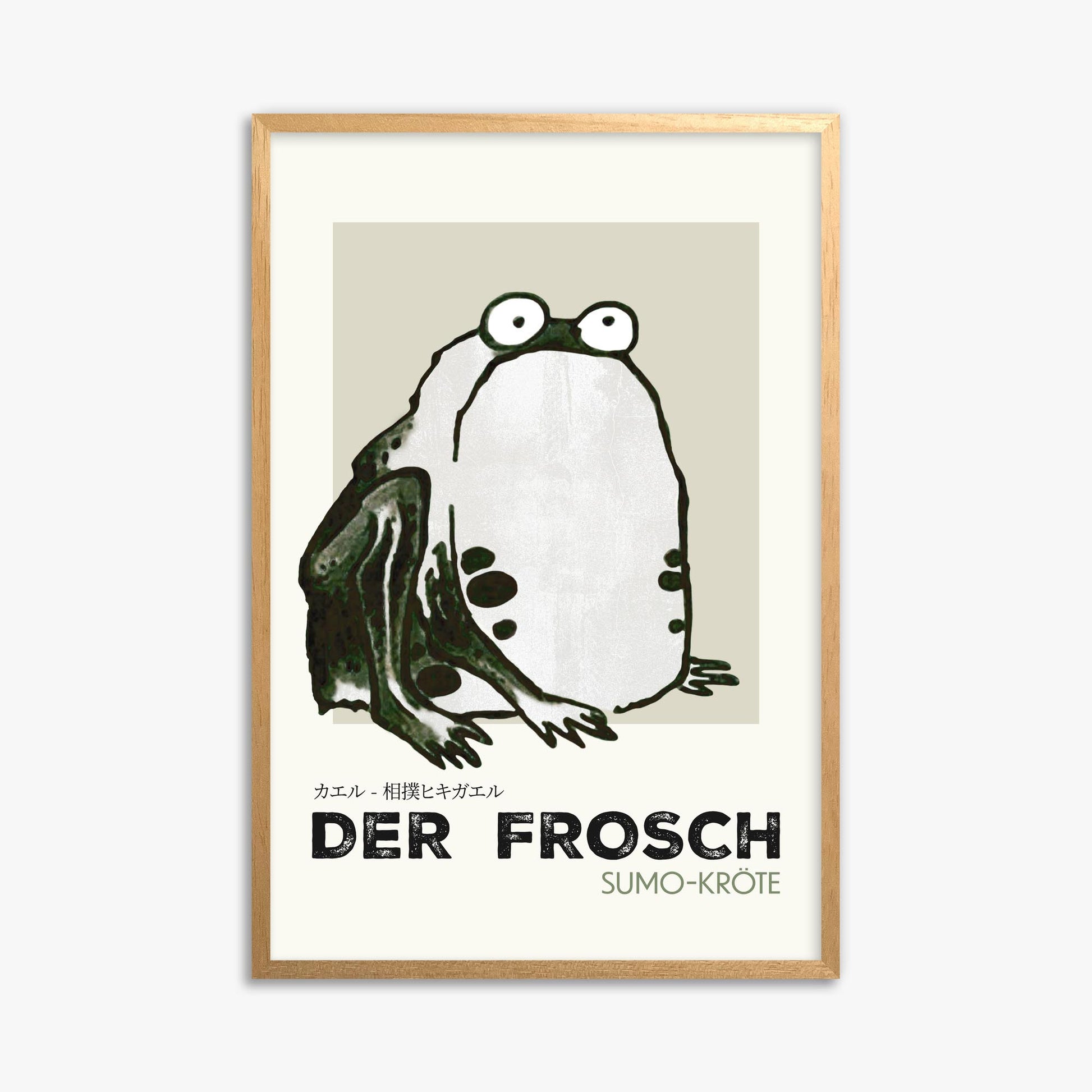 Itō Jakuchū: Sumo Toad - Streetart-Style DE 61x91 cm Art Reproduction With Oak Frame