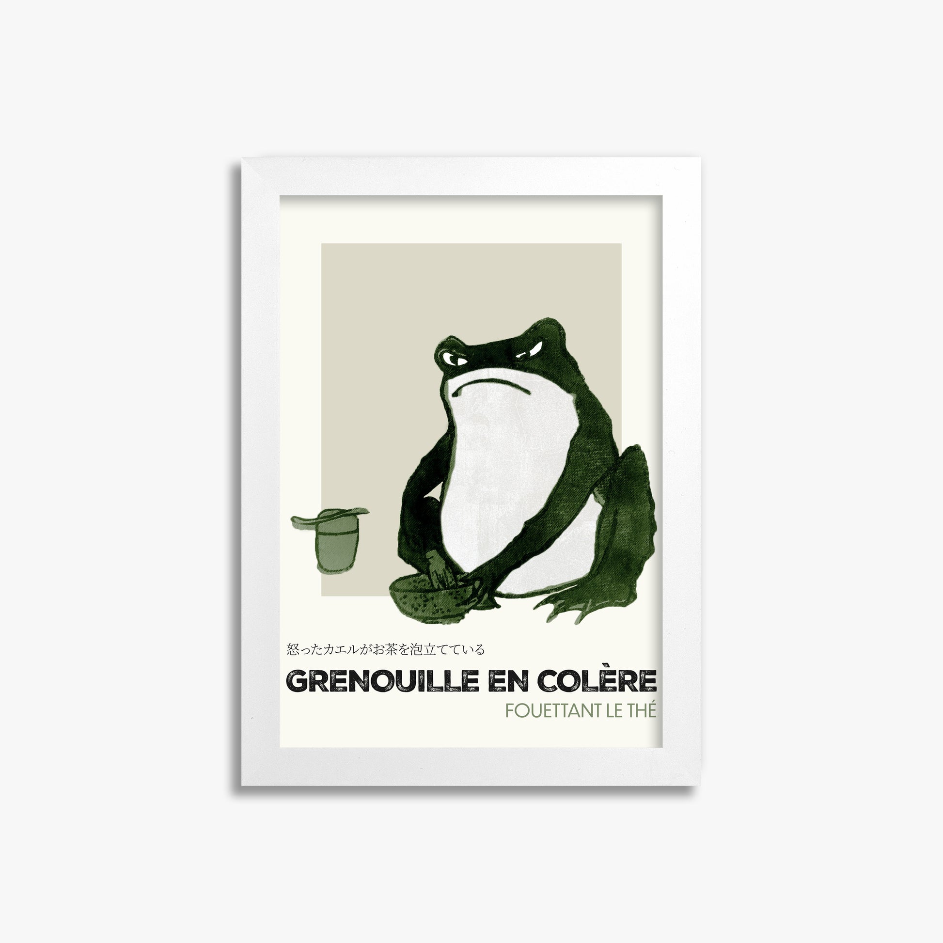 Hiroshige II: Angry frog whisking tea - Streetart-Style FR 21x30 cm Art Reproduction With No Margin