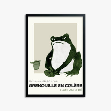Hiroshige II: Angry frog whisking tea - Streetart-Style FR 50x70 cm Art Reproduction With No Margin