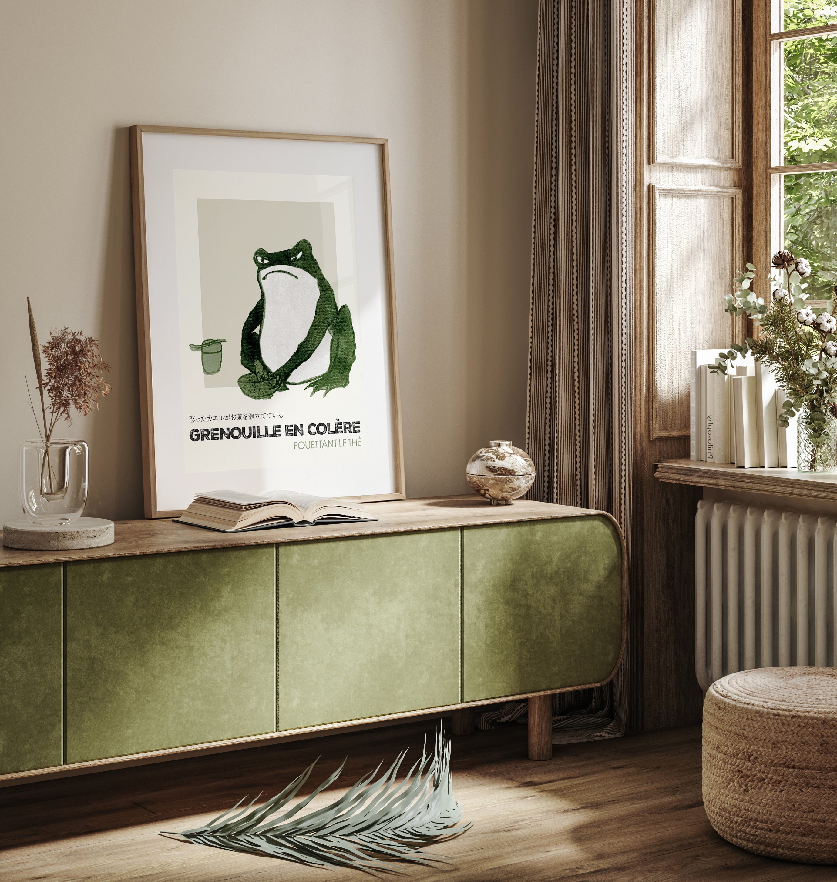 Design concept No. 23 for Hiroshige II: Angry frog whisking tea - Streetart-Style FR Japanese Wall Art