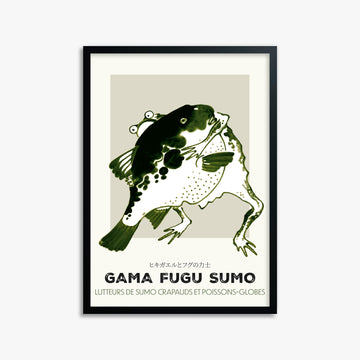 Itō Jakuchū: Toad and puffer fish sumo wrestlers - Streetart-Style FR 50x70 cm Art Reproduction With No Margin