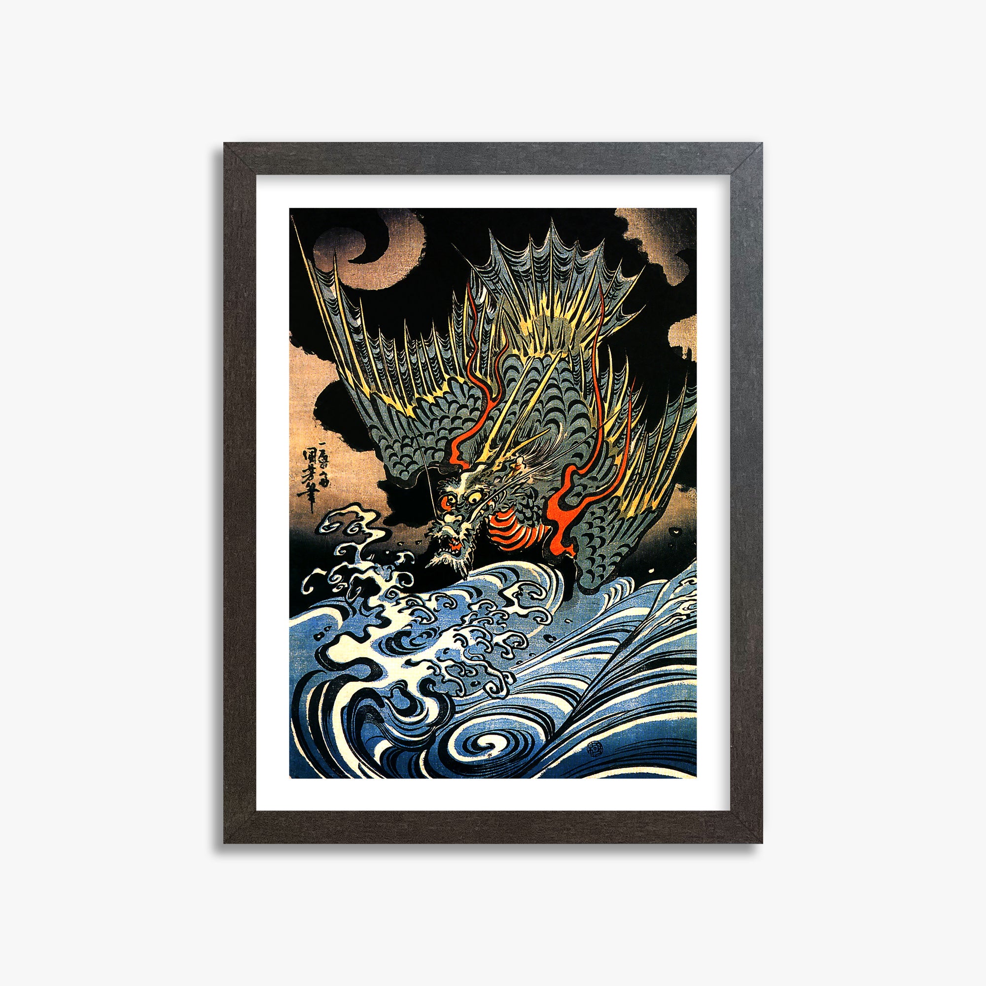 Utagawa Kuniyoshi: Japanese Sea Dragon, 30x40cm Framed Art Reproduction With Espresso Frame