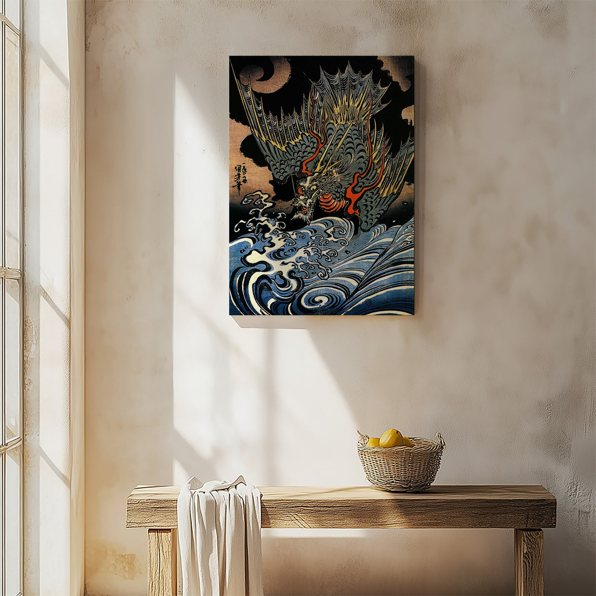 Design Concept No. 54 for Utagawa Kuniyoshi: Japanese Sea Dragon Japanese Satin Canvas Wall Art