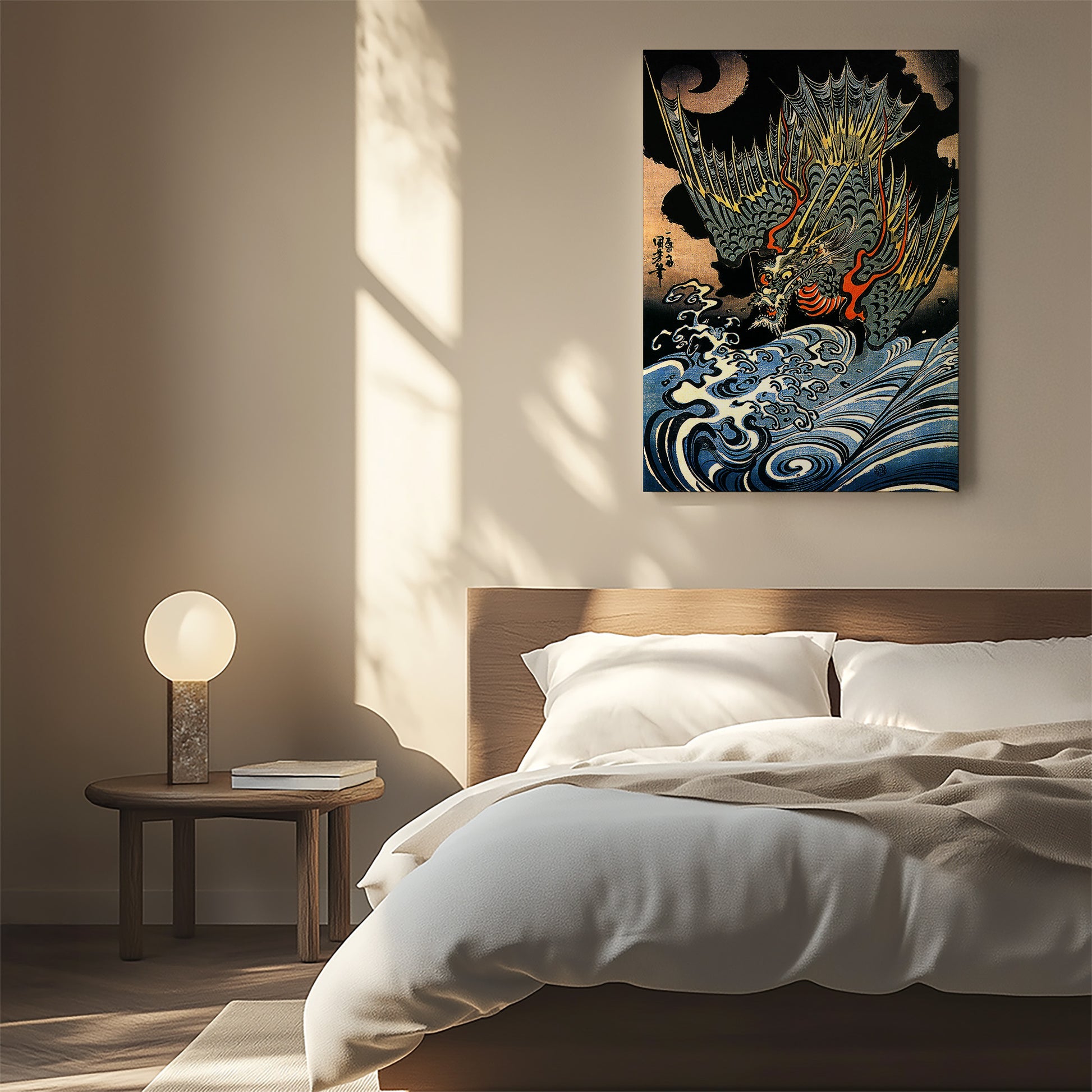 Design Concept No. 55 for Utagawa Kuniyoshi: Japanese Sea Dragon Japanese Satin Canvas Wall Art