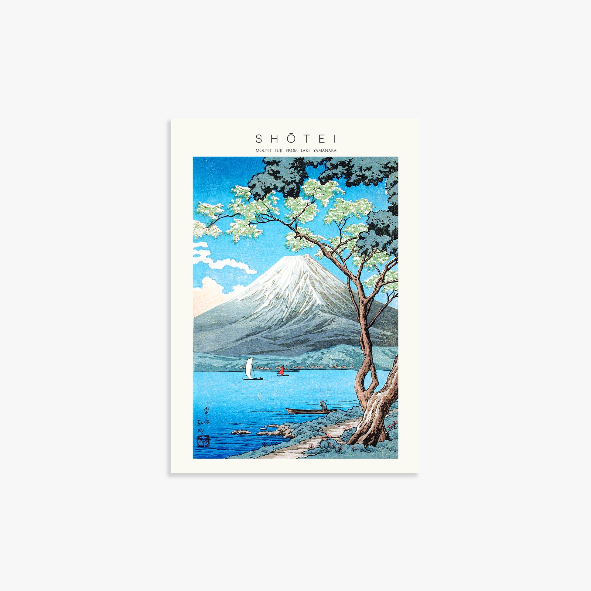 Shōtei: Mount Fuji from Lake Yamanaka - Japandi, 21x30cm Art Reproduction Unframed