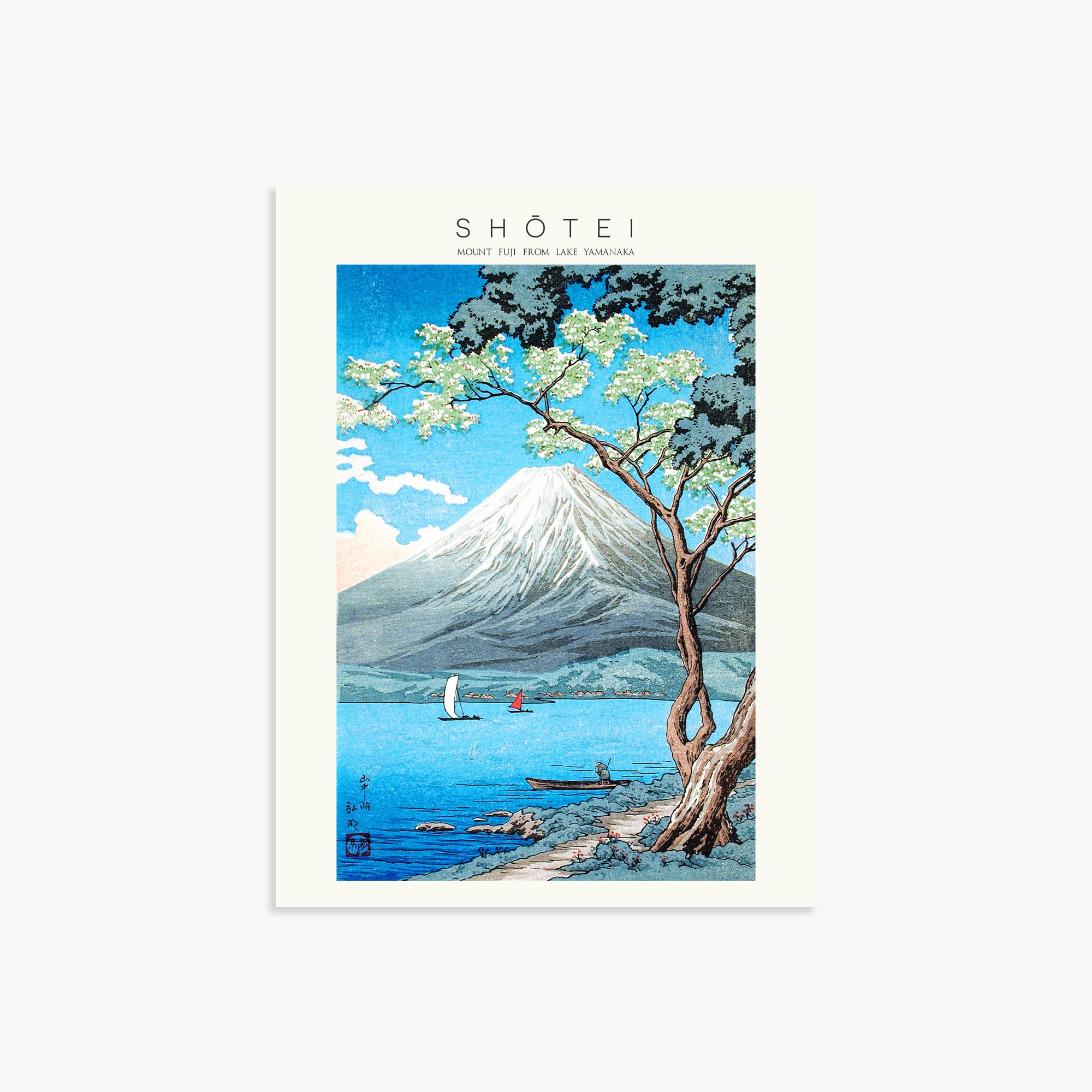 Shōtei: Mount Fuji from Lake Yamanaka - Japandi, 30x40cm Art Reproduction Unframed