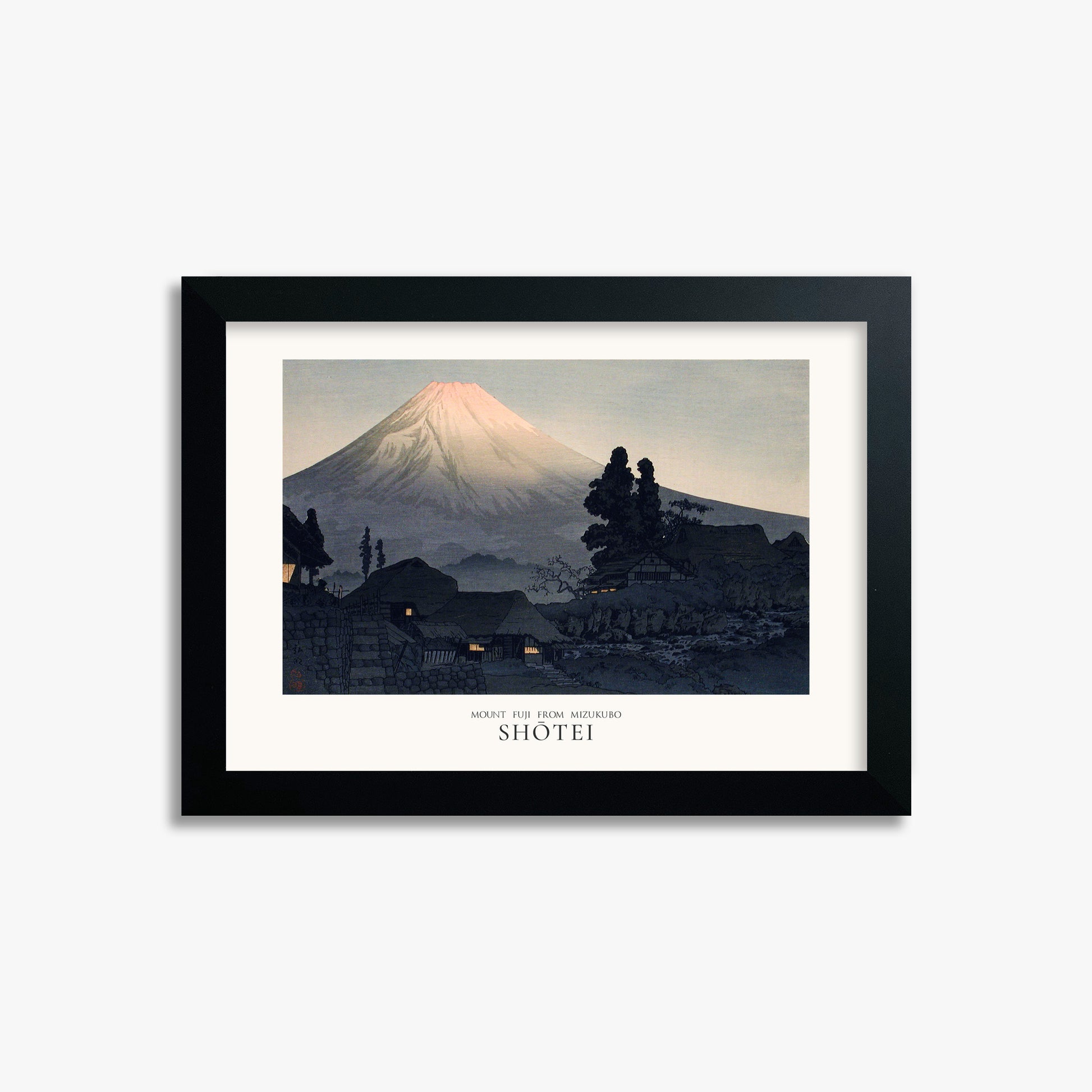 Takahashi Hiroaki (Shōtei): Mount Fuji From Mizukubo (Ukutsu) - Japandi, 21x30cm Framed Art Reproduction With Black Frame