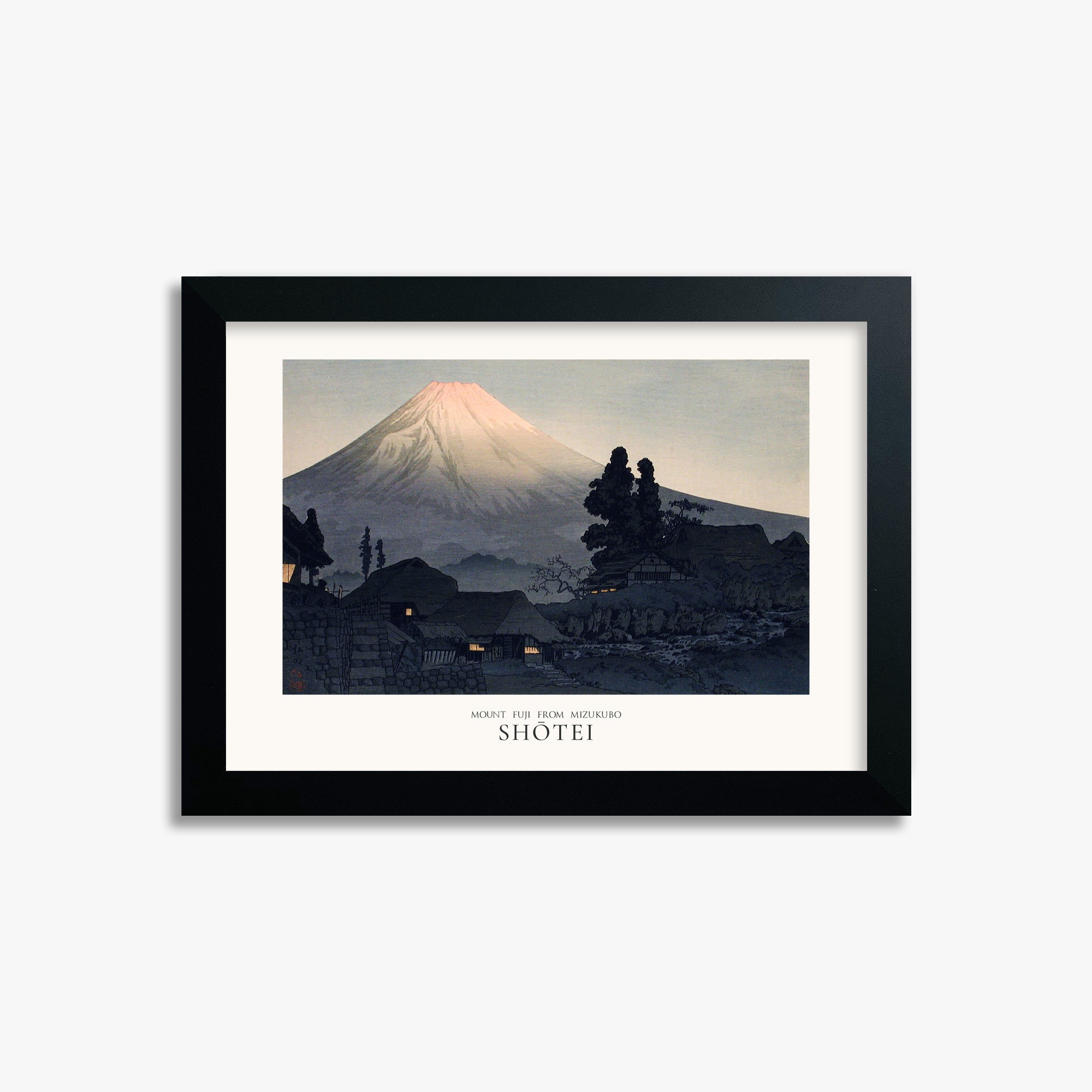 Takahashi Hiroaki (Shōtei): Mount Fuji From Mizukubo (Ukutsu) - Japandi, 21x30cm Framed Art Reproduction With Black Frame