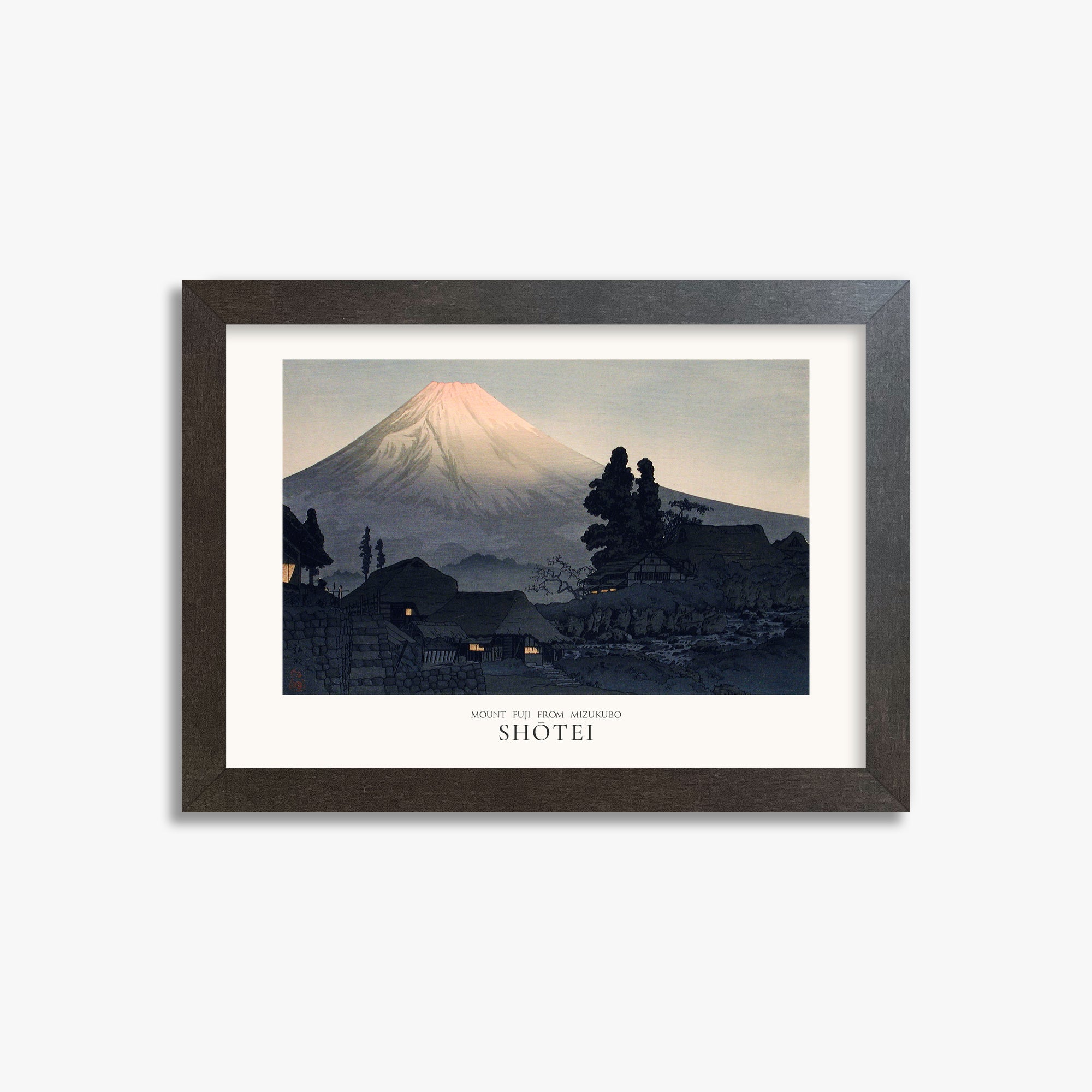 Takahashi Hiroaki (Shōtei): Mount Fuji From Mizukubo (Ukutsu) - Japandi, 21x30cm Framed Art Reproduction With Espresso Frame