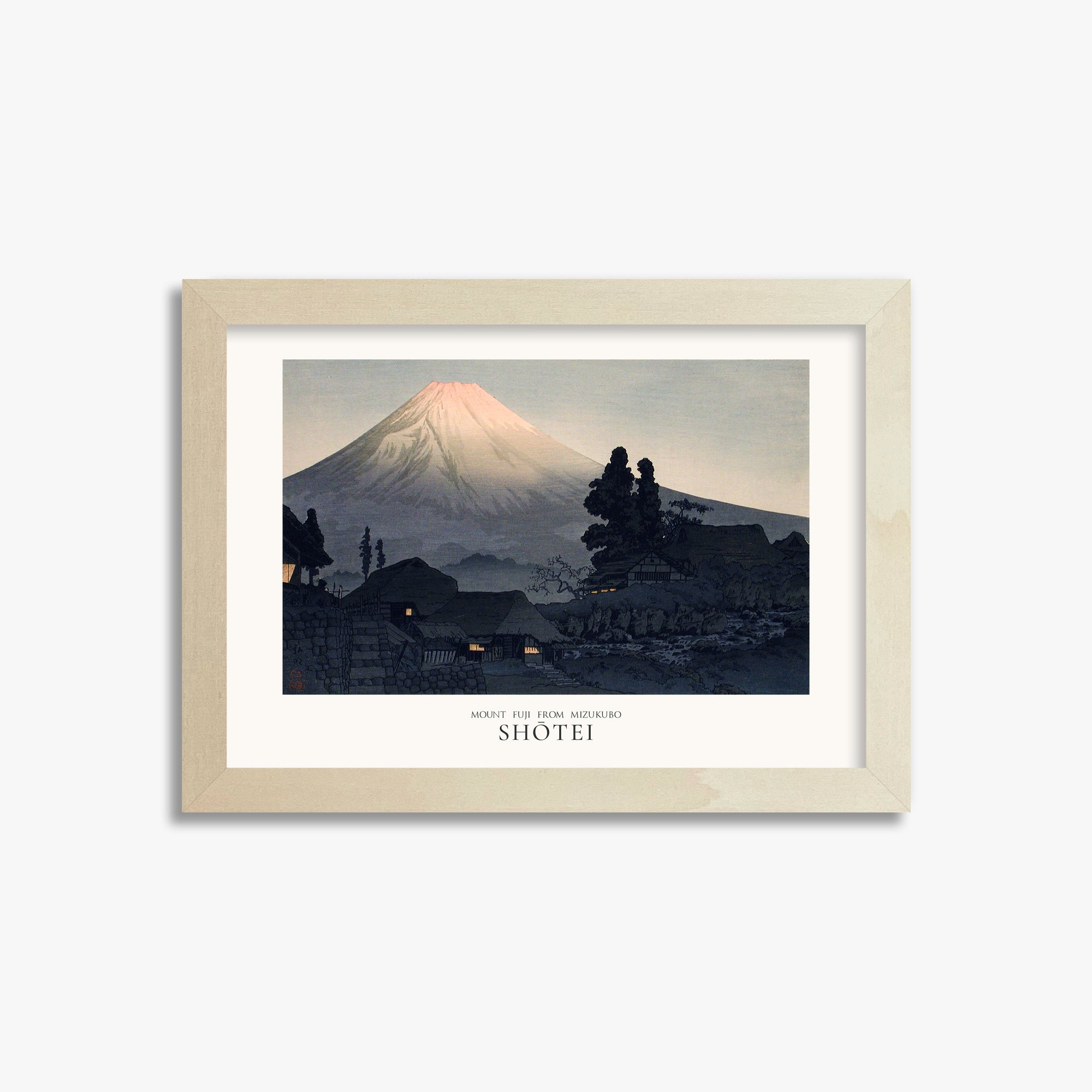 Takahashi Hiroaki (Shōtei): Mount Fuji From Mizukubo (Ukutsu) - Japandi, 21x30cm Framed Art Reproduction With Lime Wood Frame