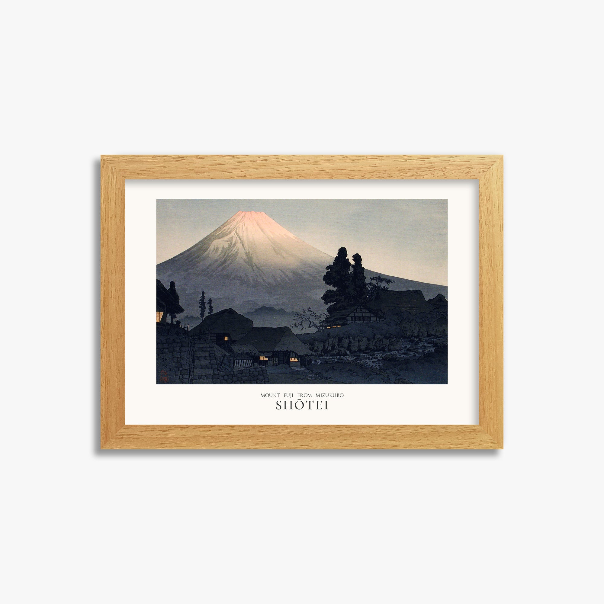 Takahashi Hiroaki (Shōtei): Mount Fuji From Mizukubo (Ukutsu) - Japandi, 21x30cm Framed Art Reproduction With Oak Frame