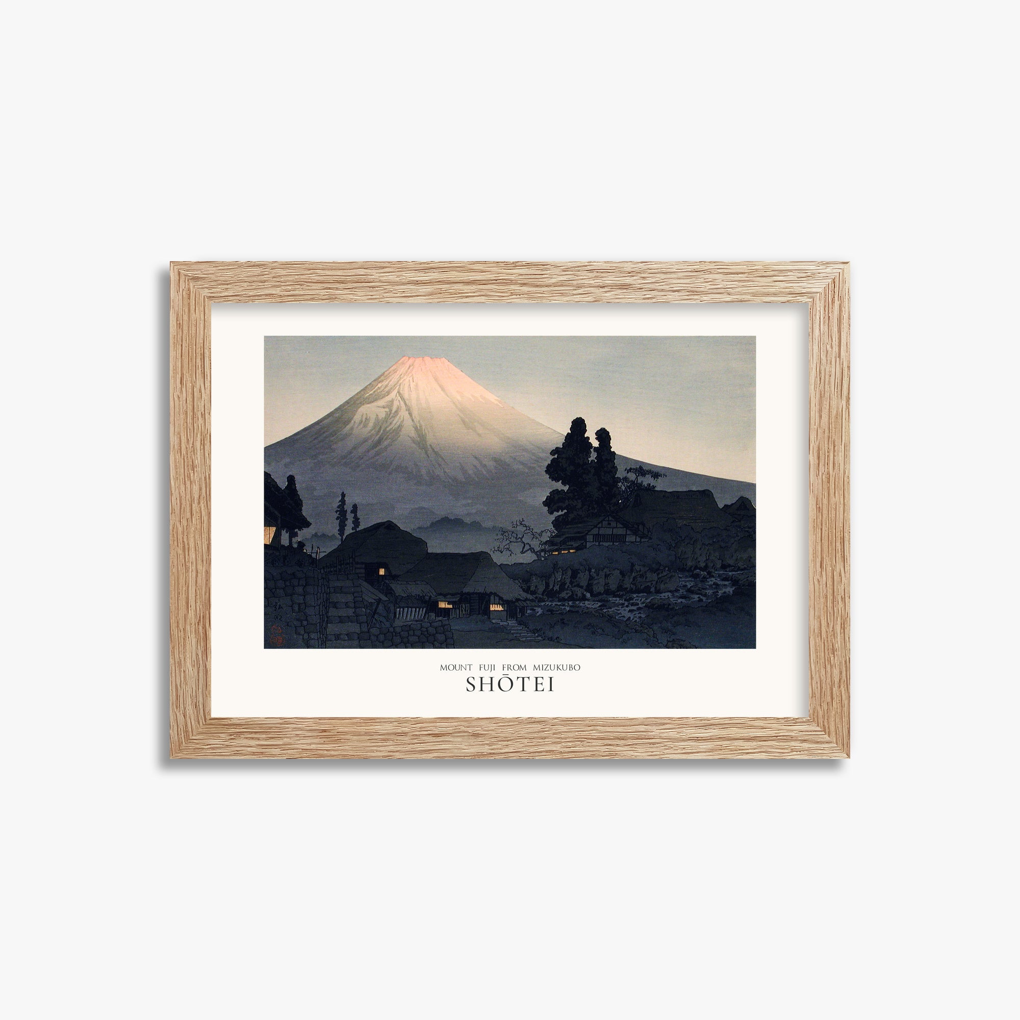 Takahashi Hiroaki (Shōtei): Mount Fuji From Mizukubo (Ukutsu) - Japandi, 21x30cm Framed Art Reproduction With Raw Oak Frame