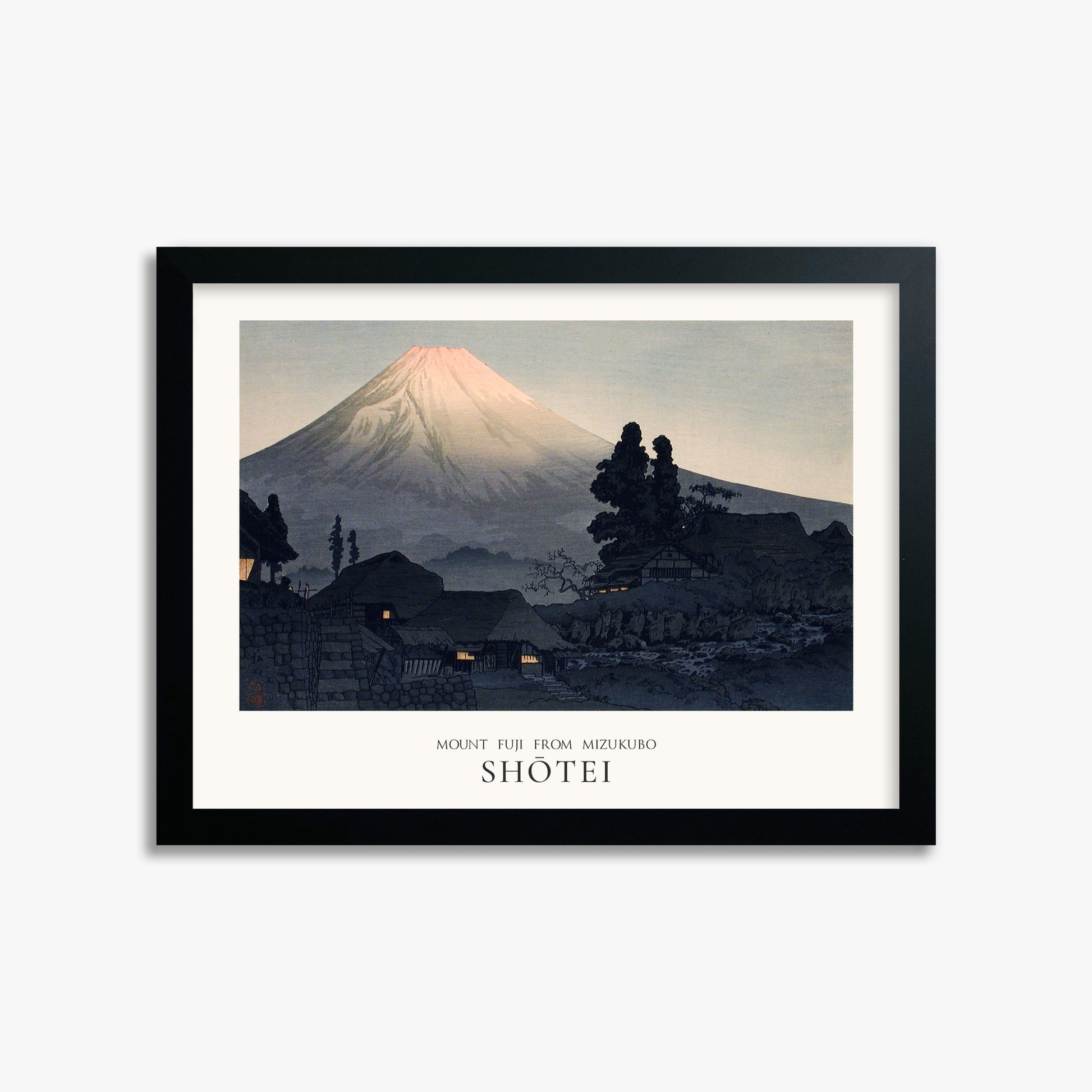 Takahashi Hiroaki (Shōtei): Mount Fuji From Mizukubo (Ukutsu) - Japandi, 30x40cm Framed Art Reproduction With Black Frame