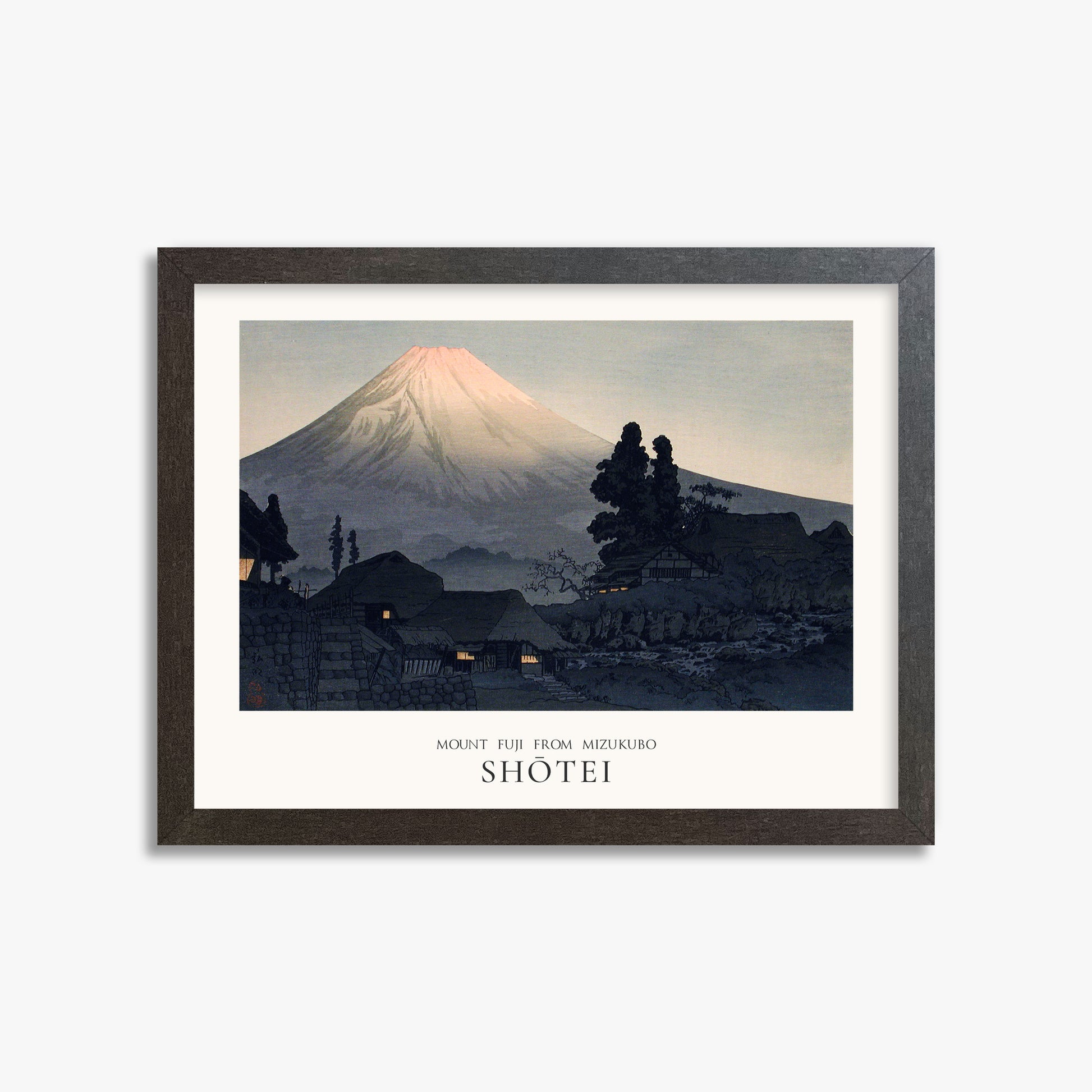 Takahashi Hiroaki (Shōtei): Mount Fuji From Mizukubo (Ukutsu) - Japandi, 30x40cm Framed Art Reproduction With Espresso Frame