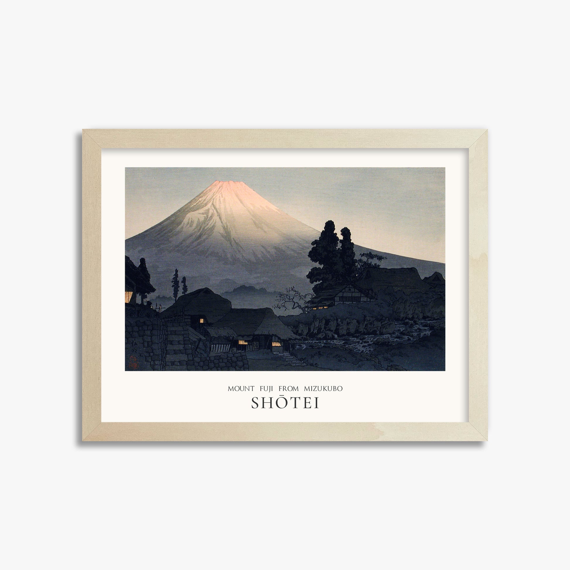 Takahashi Hiroaki (Shōtei): Mount Fuji From Mizukubo (Ukutsu) - Japandi, 30x40cm Framed Art Reproduction With Lime Wood Frame