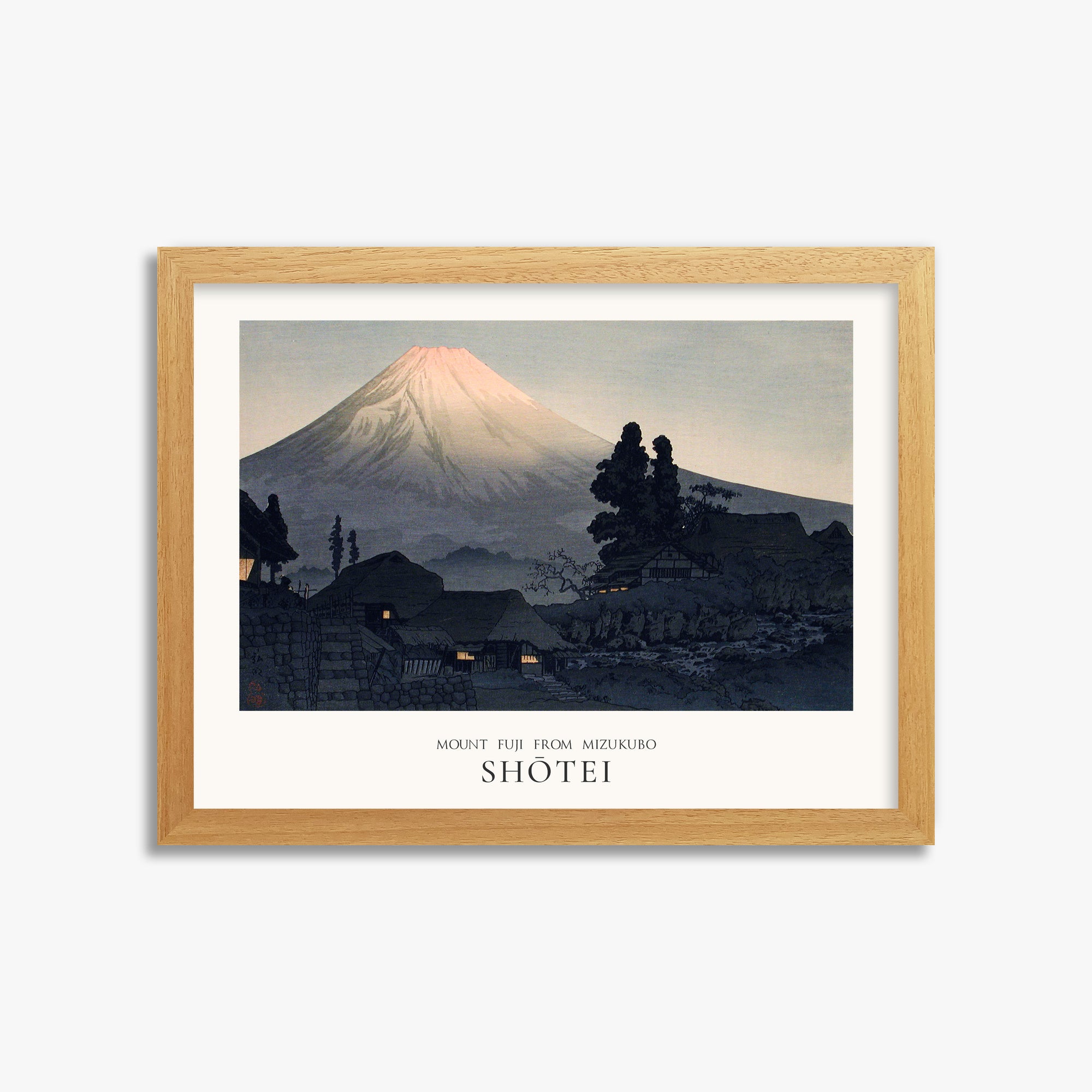 Takahashi Hiroaki (Shōtei): Mount Fuji From Mizukubo (Ukutsu) - Japandi, 30x40cm Framed Art Reproduction With Oak Frame