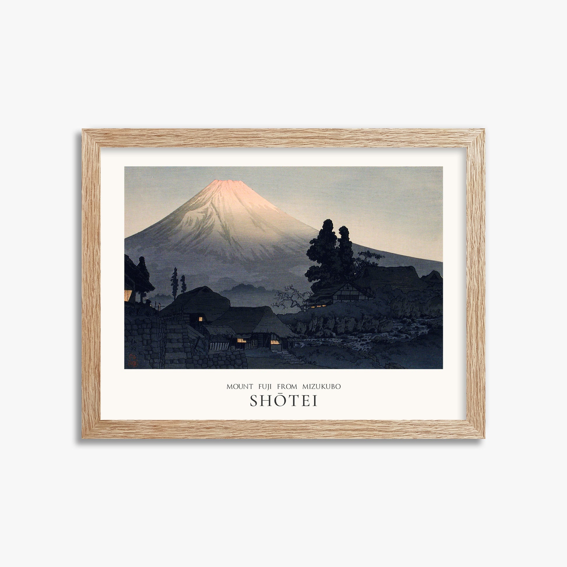 Takahashi Hiroaki (Shōtei): Mount Fuji From Mizukubo (Ukutsu) - Japandi, 30x40cm Framed Art Reproduction With Raw Oak Frame