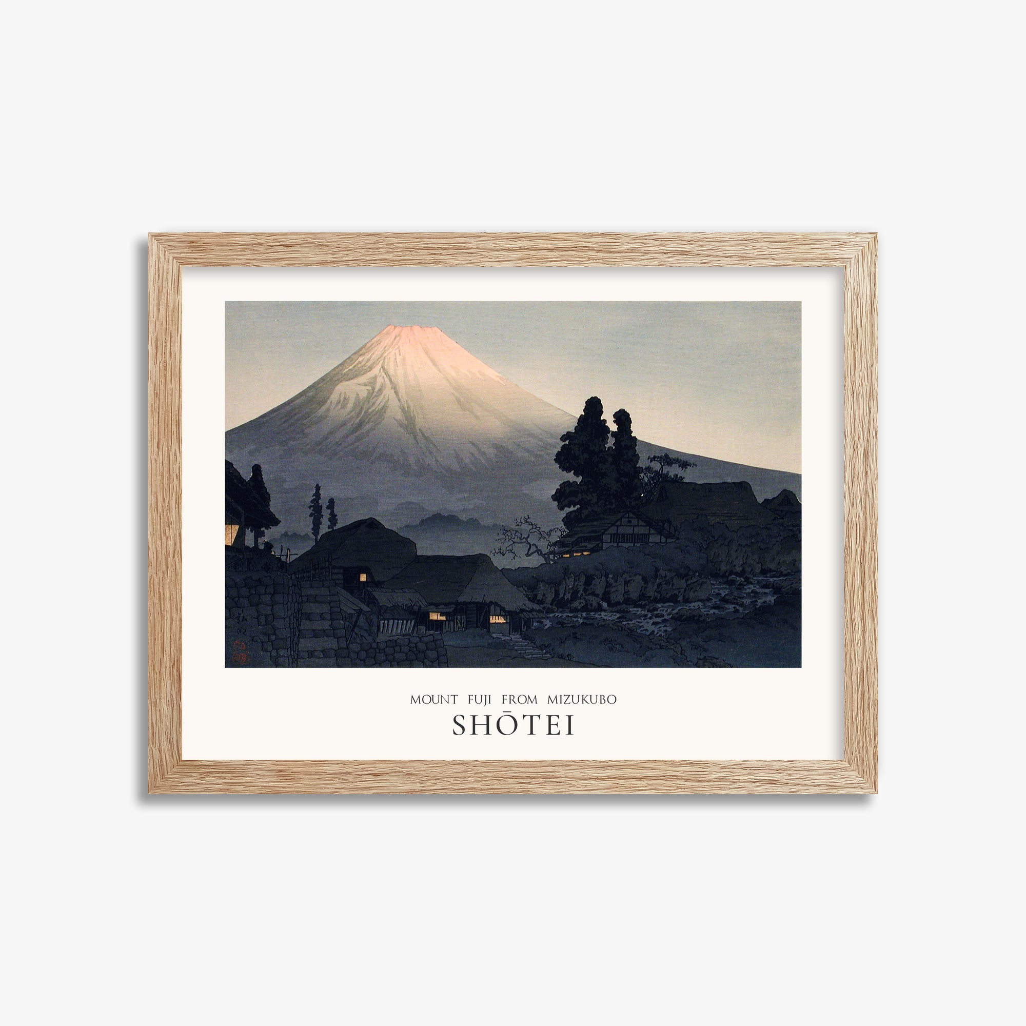 Takahashi Hiroaki (Shōtei): Mount Fuji From Mizukubo (Ukutsu) - Japandi, 30x40cm Framed Art Reproduction With Raw Oak Frame