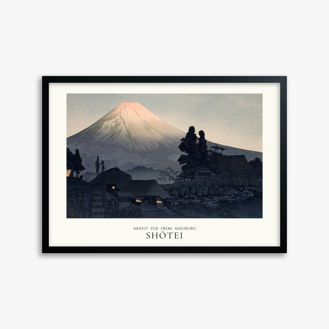 Takahashi Hiroaki (Shōtei): Mount Fuji From Mizukubo (Ukutsu) - Japandi, 50x70cm Framed Art Reproduction With Black Frame