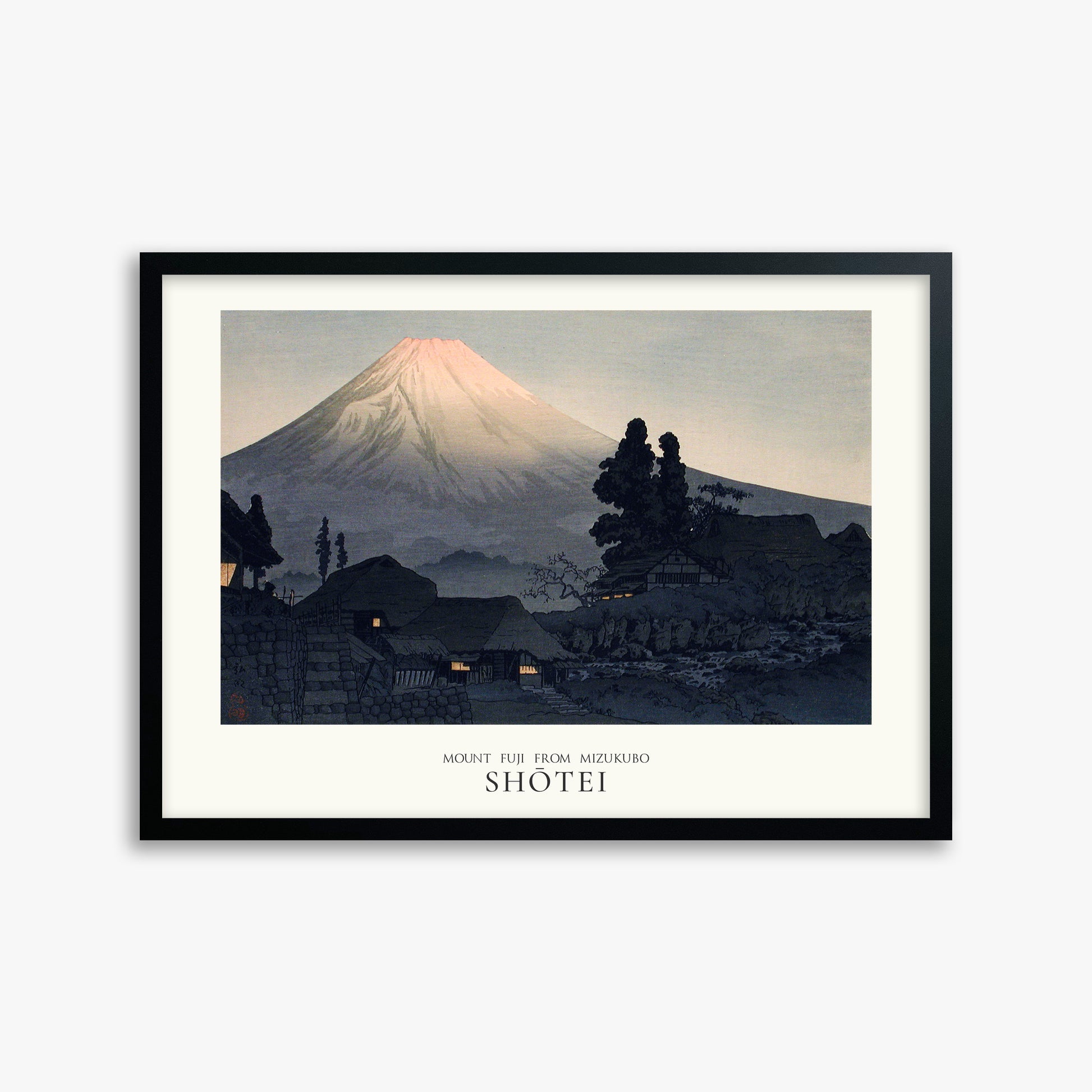 Takahashi Hiroaki (Shōtei): Mount Fuji From Mizukubo (Ukutsu) - Japandi, 50x70cm Framed Art Reproduction With Black Frame