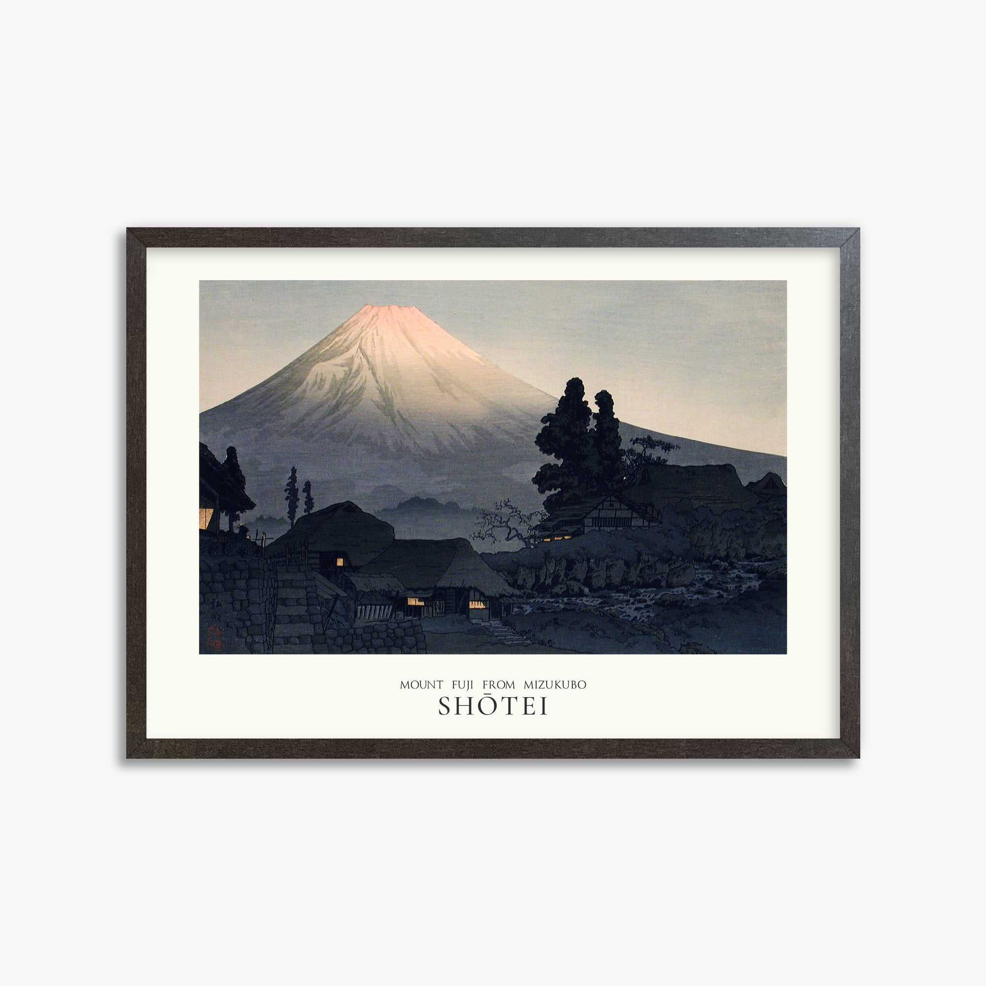 Takahashi Hiroaki (Shōtei): Mount Fuji From Mizukubo (Ukutsu) - Japandi, 50x70cm Framed Art Reproduction With Espresso Frame