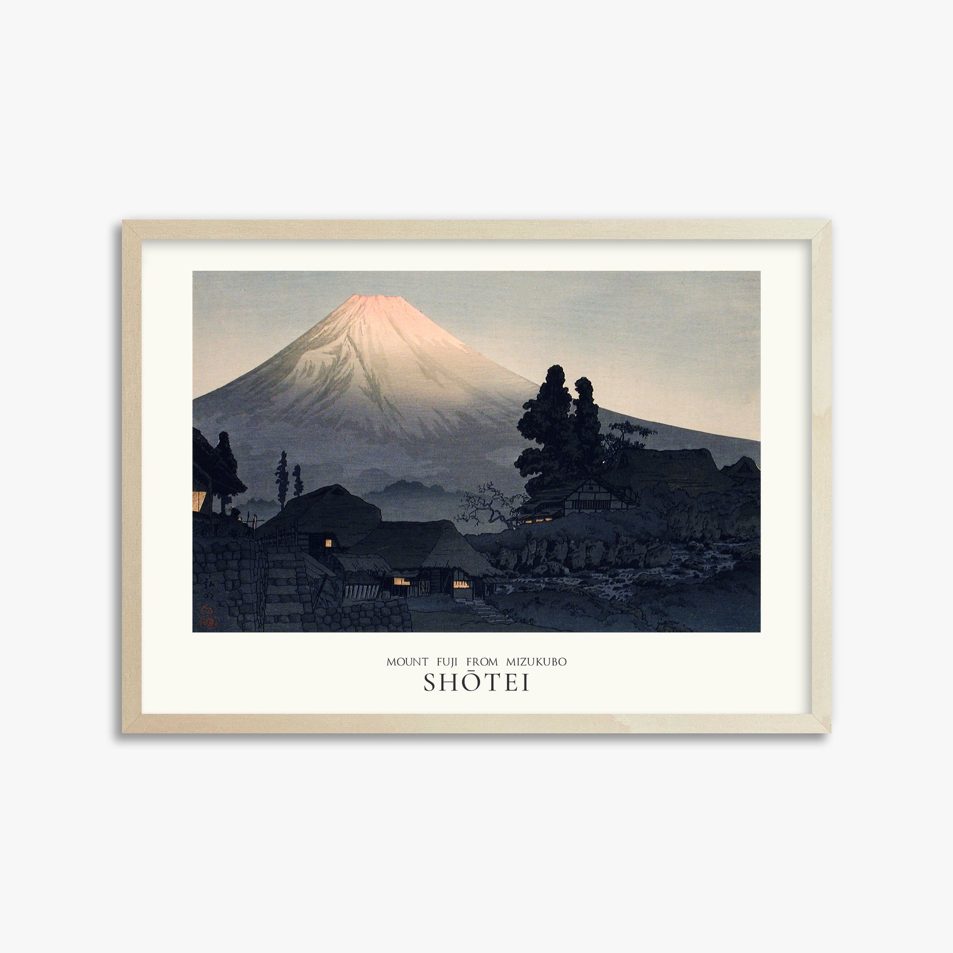 Takahashi Hiroaki (Shōtei): Mount Fuji From Mizukubo (Ukutsu) - Japandi, 50x70cm Framed Art Reproduction With Lime Wood Frame