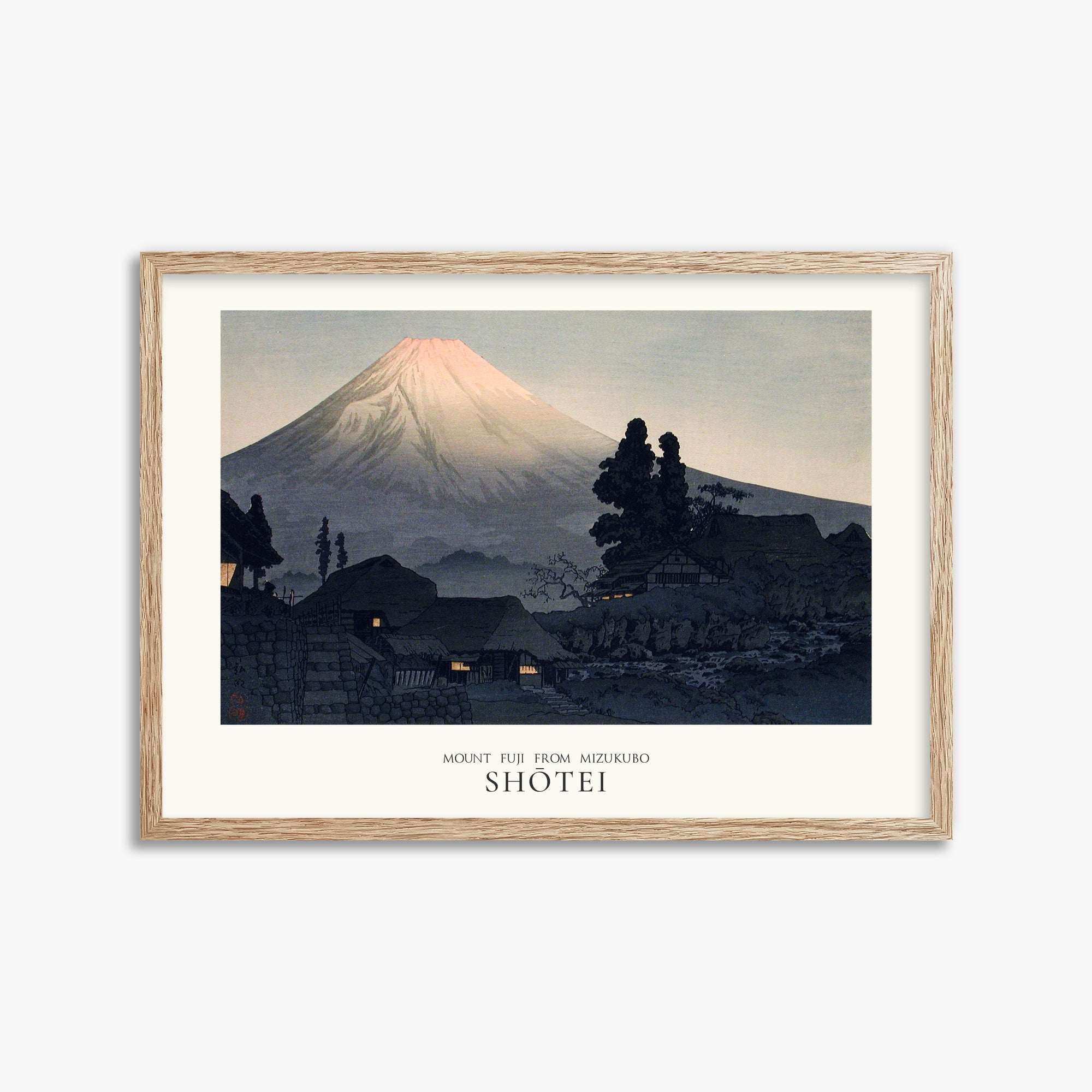 Takahashi Hiroaki (Shōtei): Mount Fuji From Mizukubo (Ukutsu) - Japandi, 50x70cm Framed Art Reproduction With Raw Oak Frame