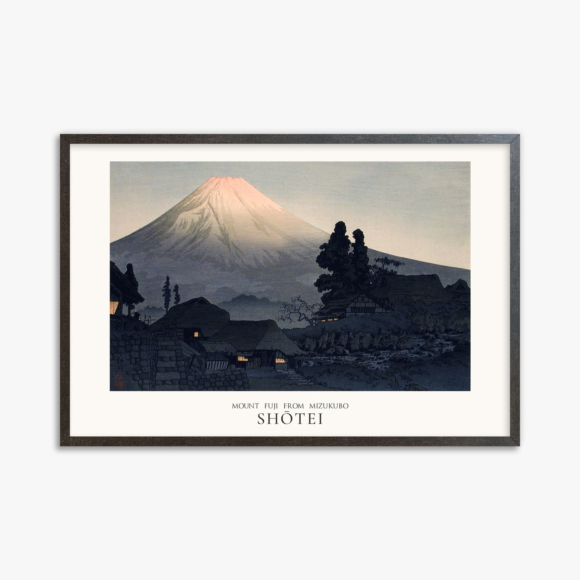 Takahashi Hiroaki (Shōtei): Mount Fuji From Mizukubo (Ukutsu) - Japandi, 61x91cm Framed Art Reproduction With Espresso Frame