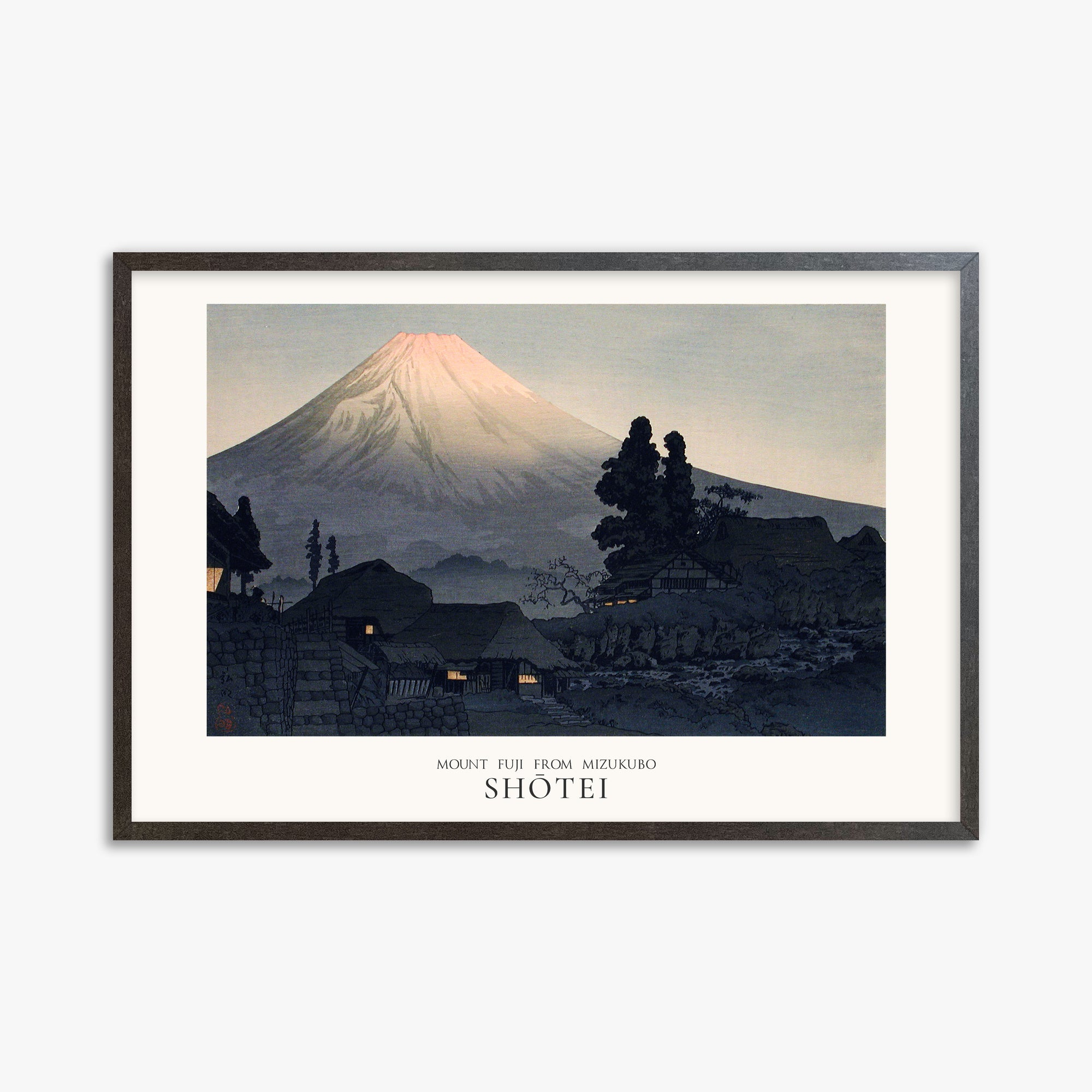 Takahashi Hiroaki (Shōtei): Mount Fuji From Mizukubo (Ukutsu) - Japandi, 61x91cm Framed Art Reproduction With Espresso Frame