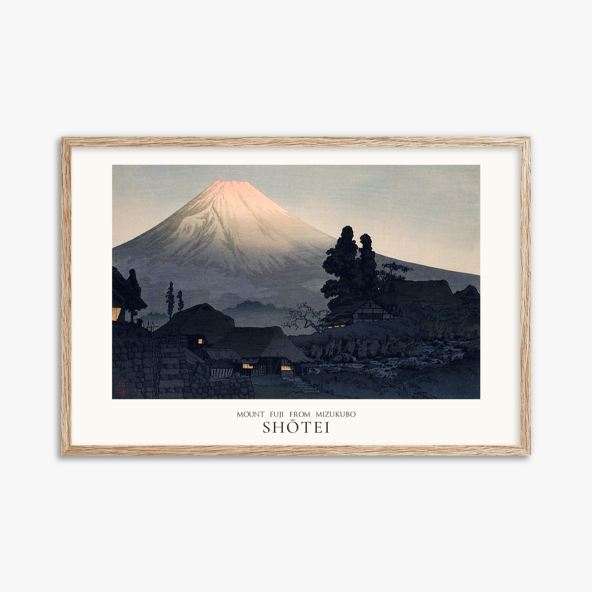Takahashi Hiroaki (Shōtei): Mount Fuji From Mizukubo (Ukutsu) - Japandi, 61x91cm Framed Art Reproduction With Raw Oak Frame
