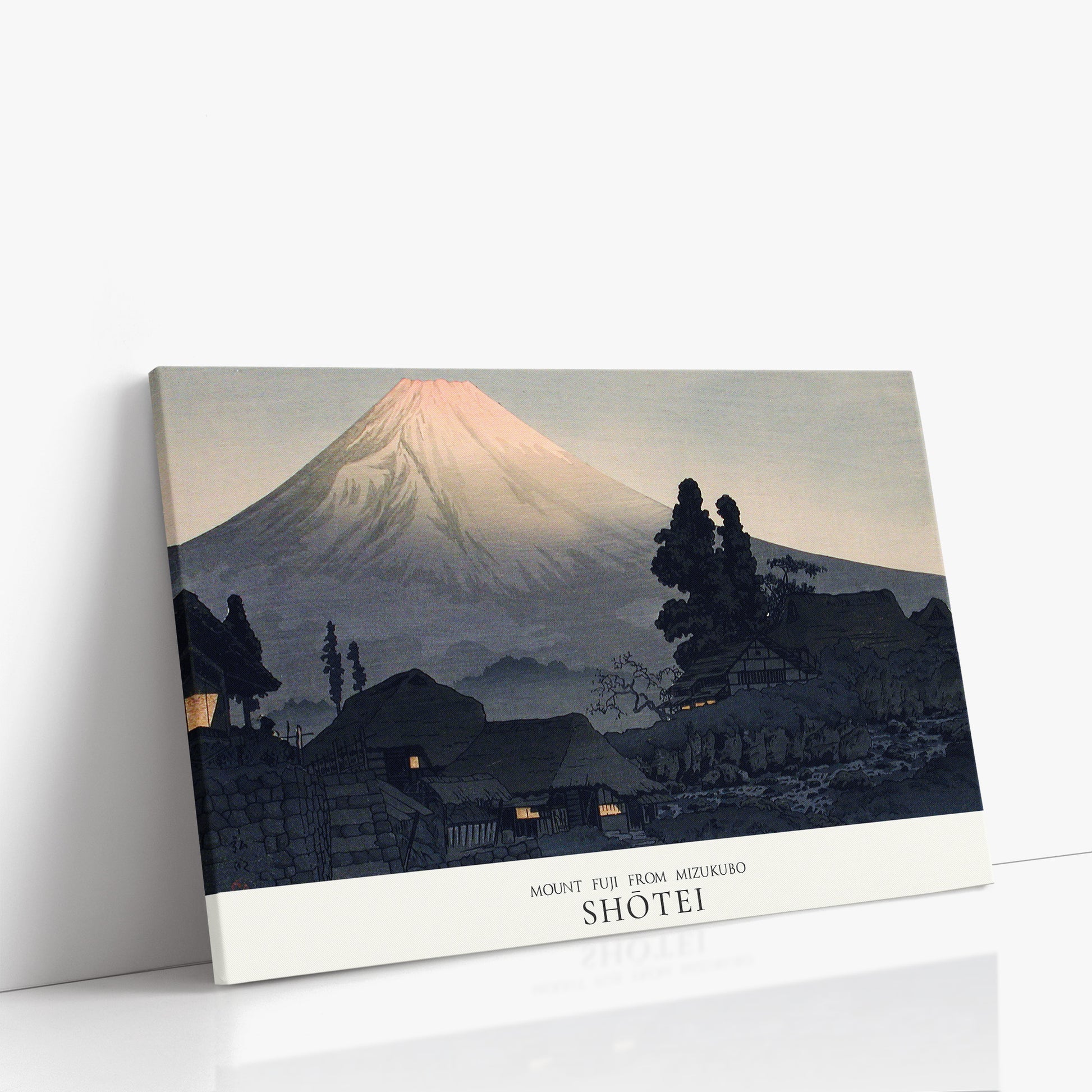Takahashi Hiroaki (Shōtei): Mount Fuji From Mizukubo (Ukutsu) - Japandi, 90x60cm Satin Canvas Art Reproduction Left Angle