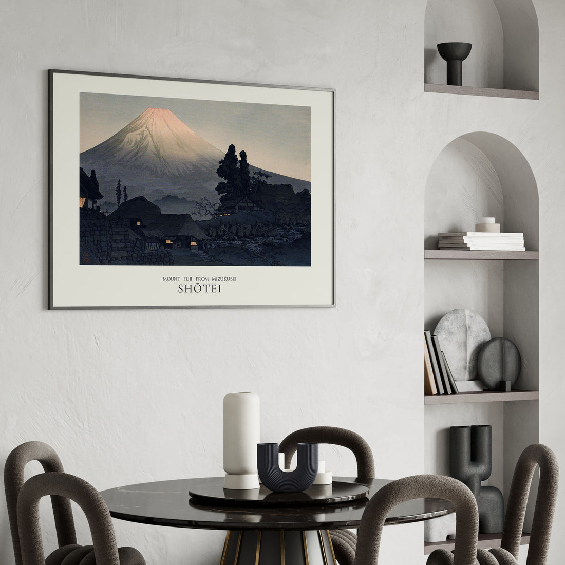 Takahashi Hiroaki (Shōtei): Mount Fuji From Mizukubo (Ukutsu) - Japandi, 50x70cm Framed Art Reproduction With Black Frame