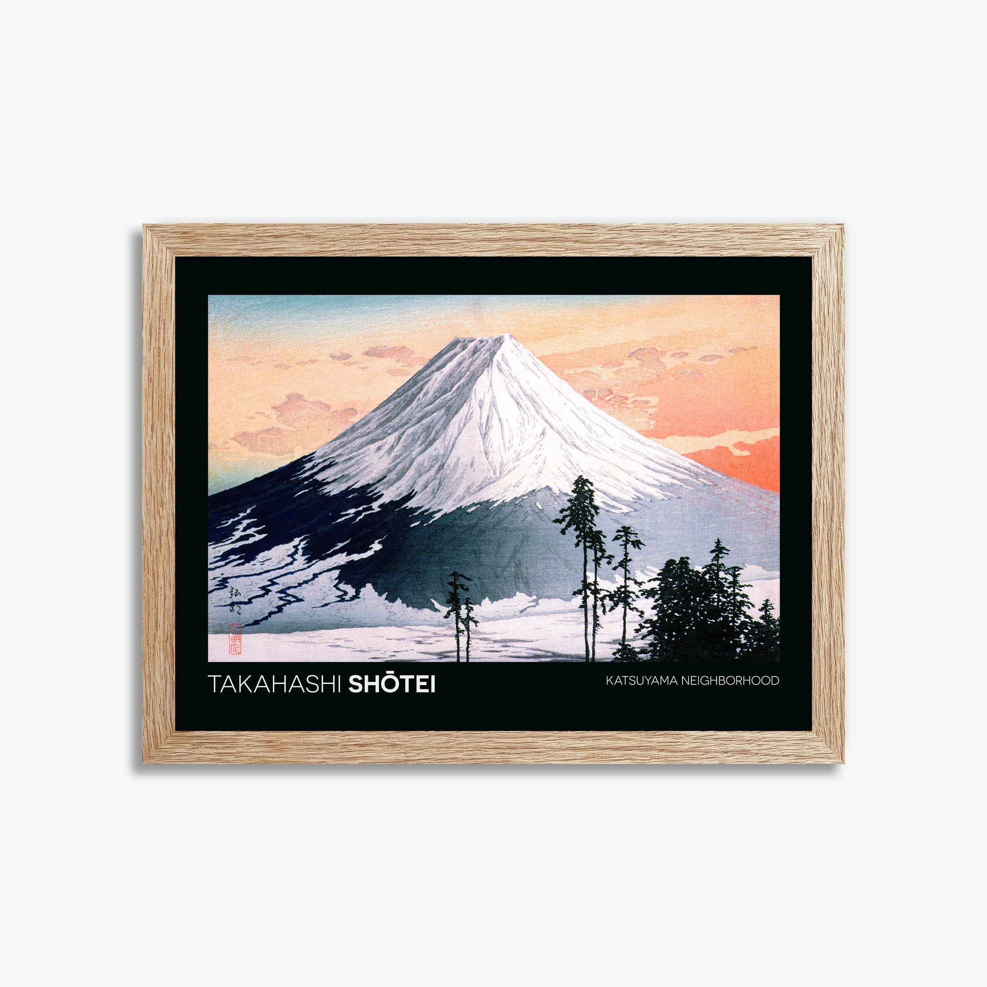 Shōtei: Katsuyama Neighborhood - Japandi, 30x40cm Framed Art Reproduction With Raw Oak Frame