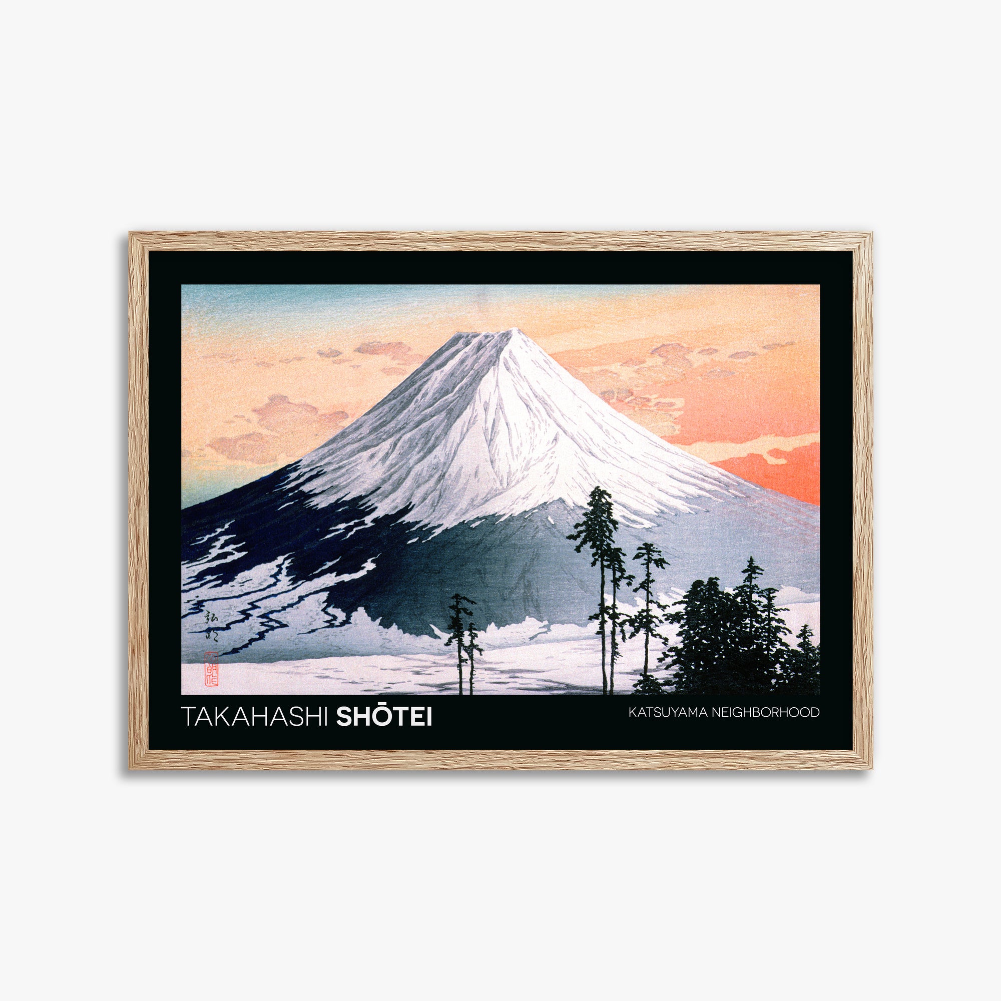 Shōtei: Katsuyama Neighborhood - Japandi, 50x70cm Framed Art Reproduction With Raw Oak Frame