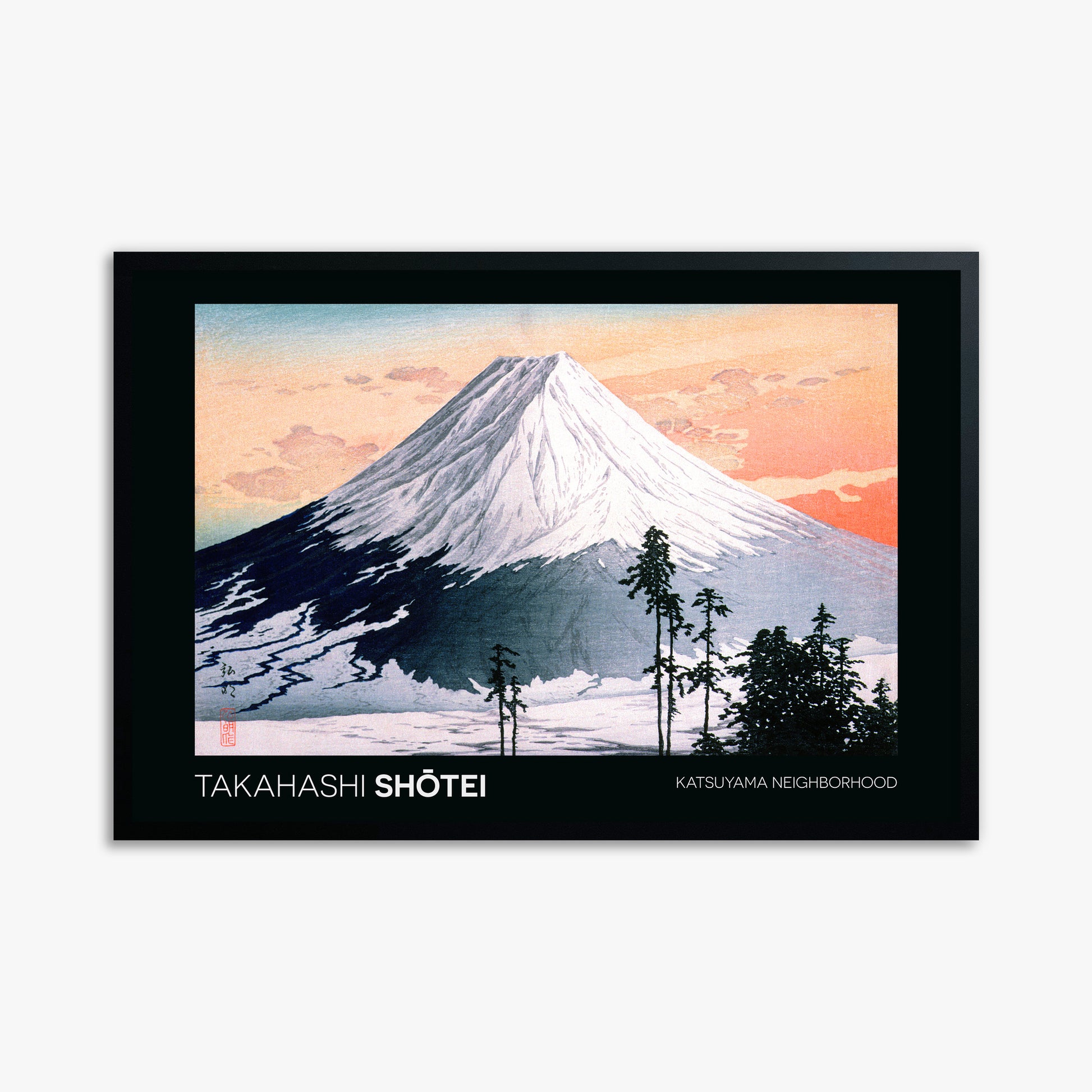 Shōtei: Katsuyama Neighborhood - Japandi, 61x91cm Framed Art Reproduction With Black Frame