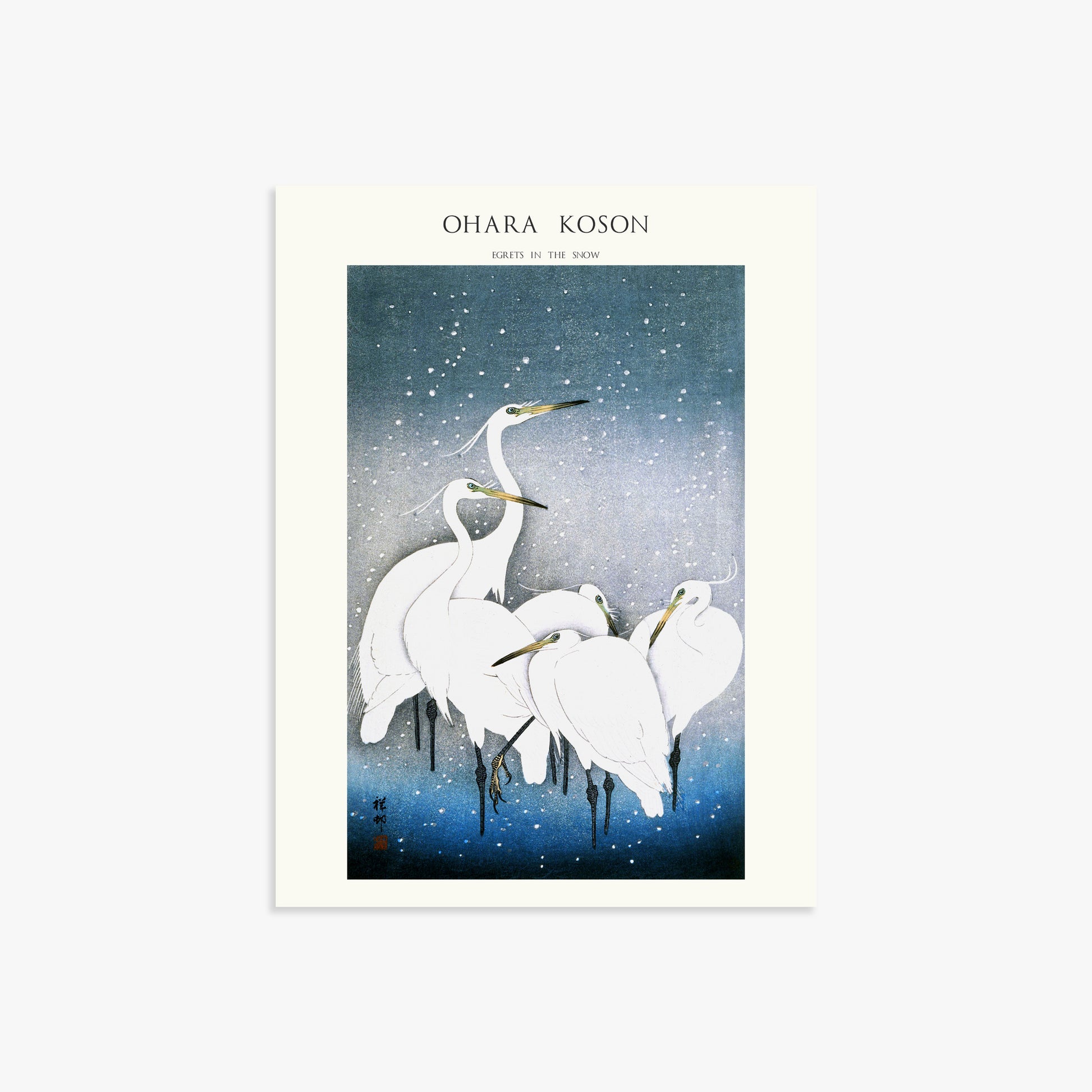 Ohara Koson: Egrets in the Snow - Japandi, 30x40cm Art Reproduction Unframed