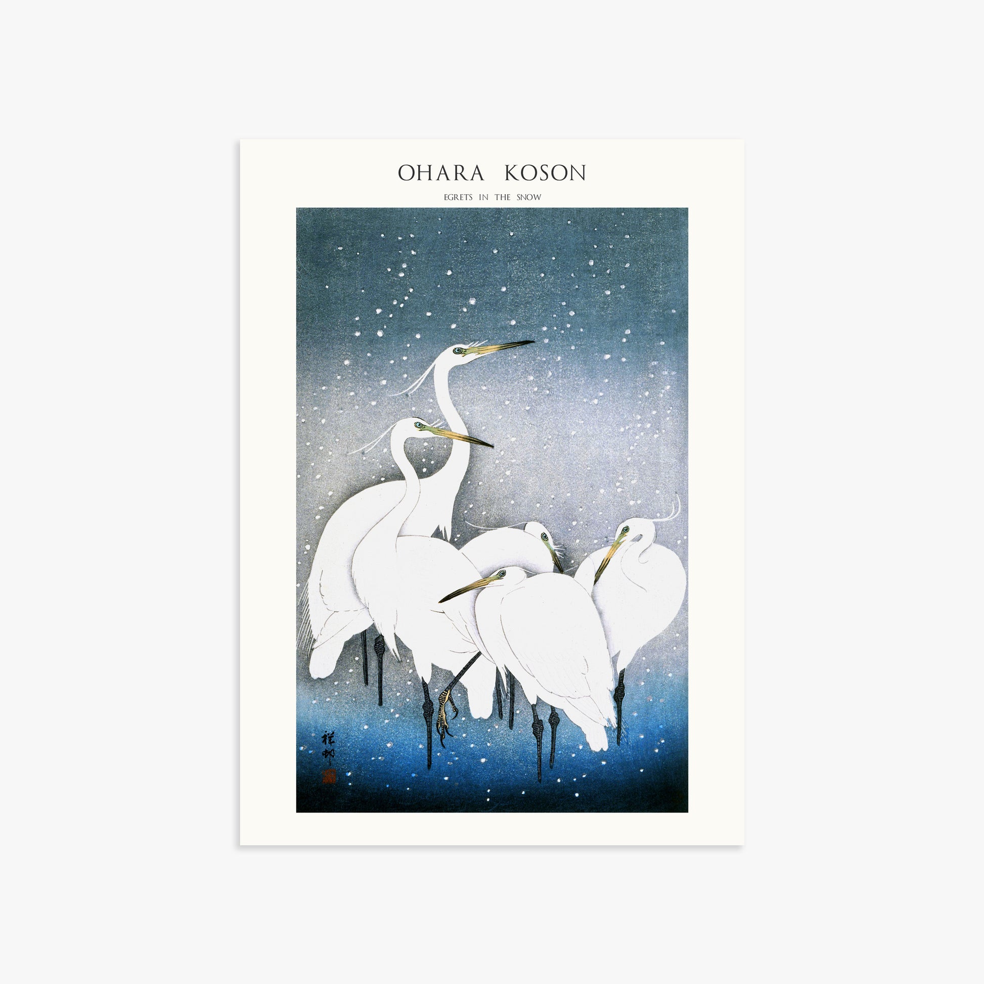 Ohara Koson: Egrets in the Snow - Japandi, 50x70cm Art Reproduction Unframed