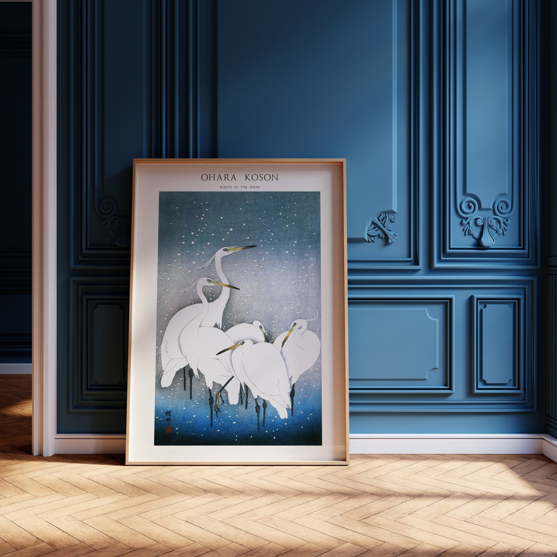 Design Concept No. 12 for Ohara Koson: Egrets in the Snow - Japandi Japanese Wall Art